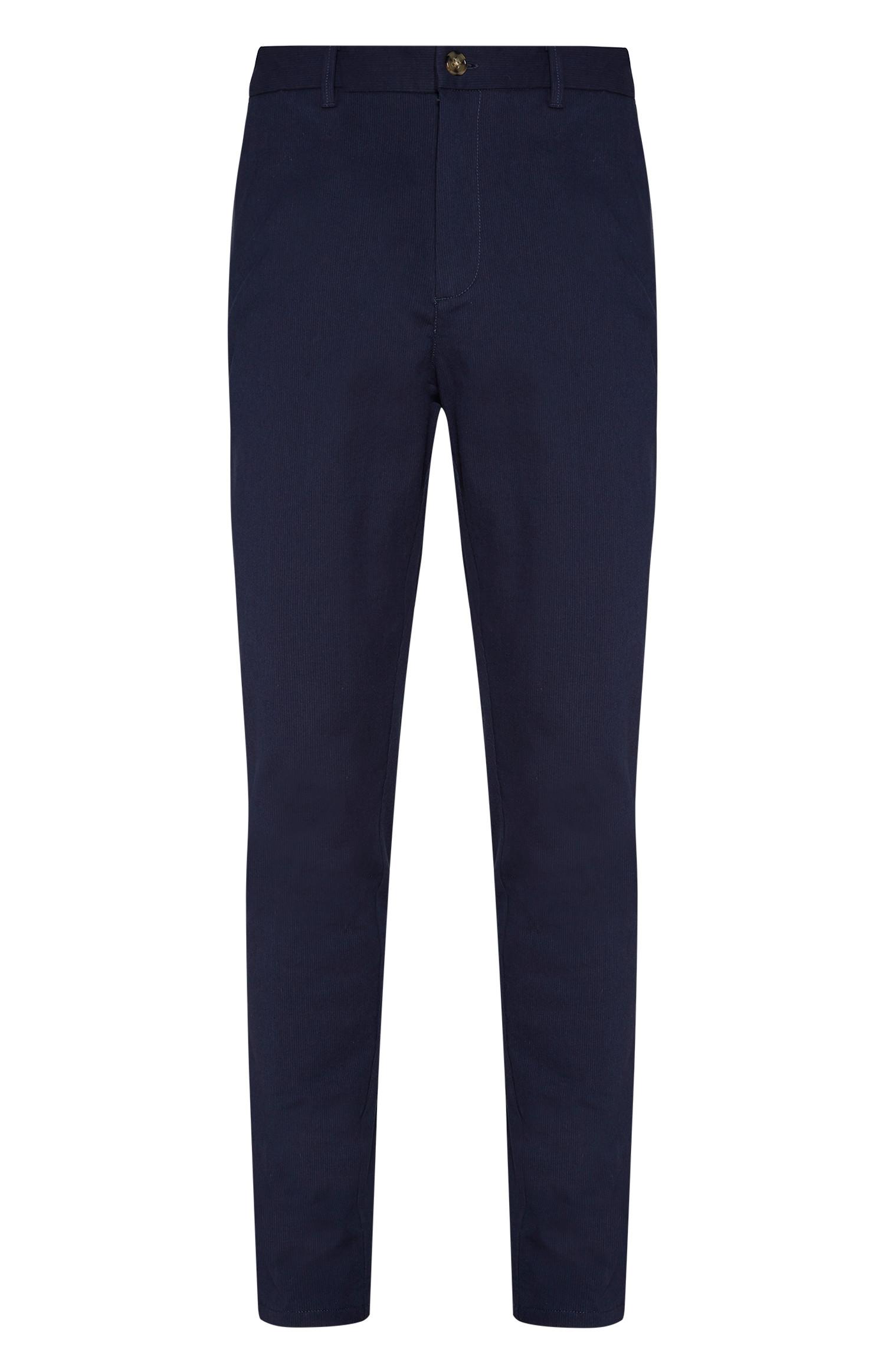 Calças corte justo azul-marinho