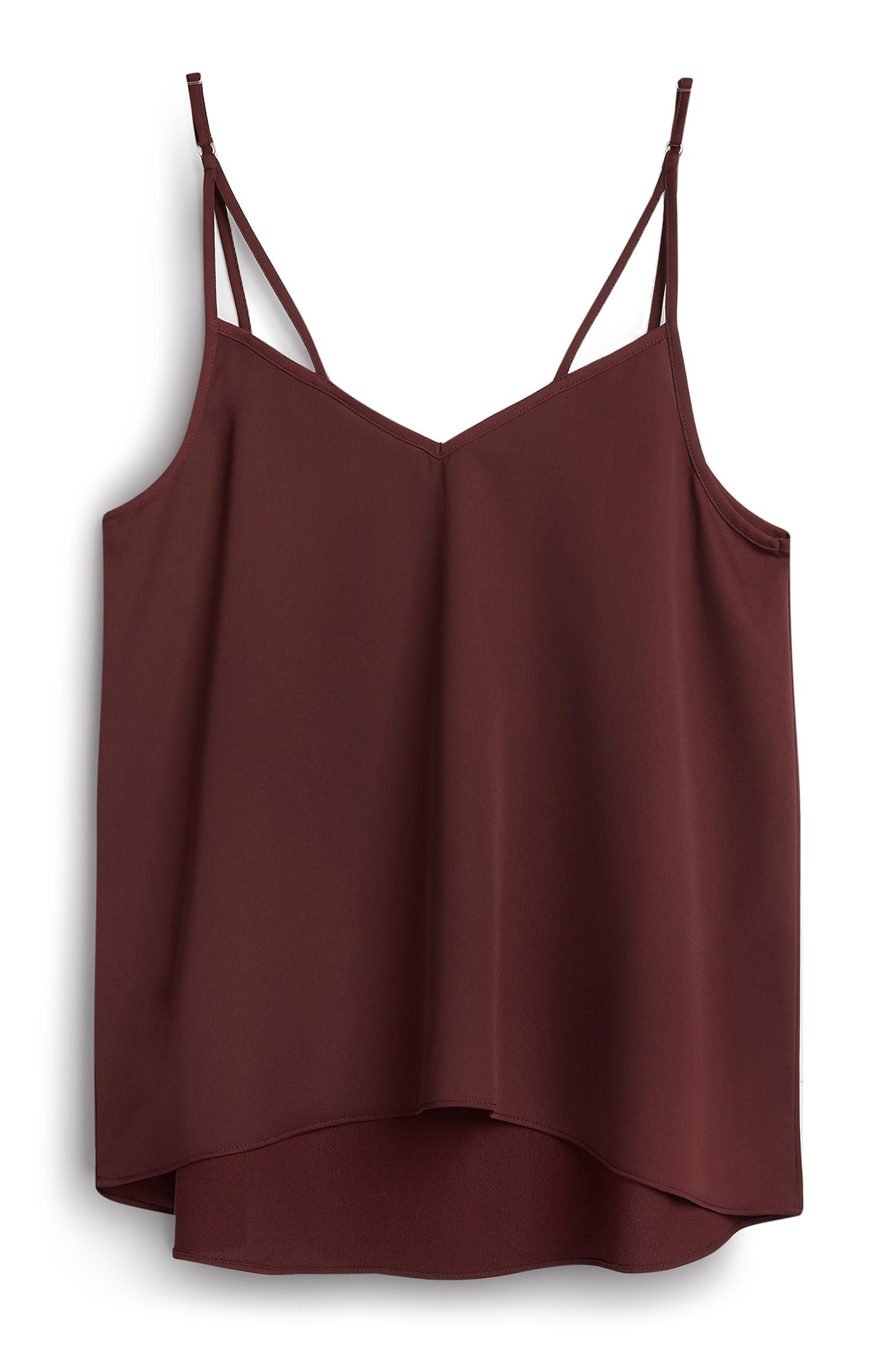 Top alças cetim cor de vinho