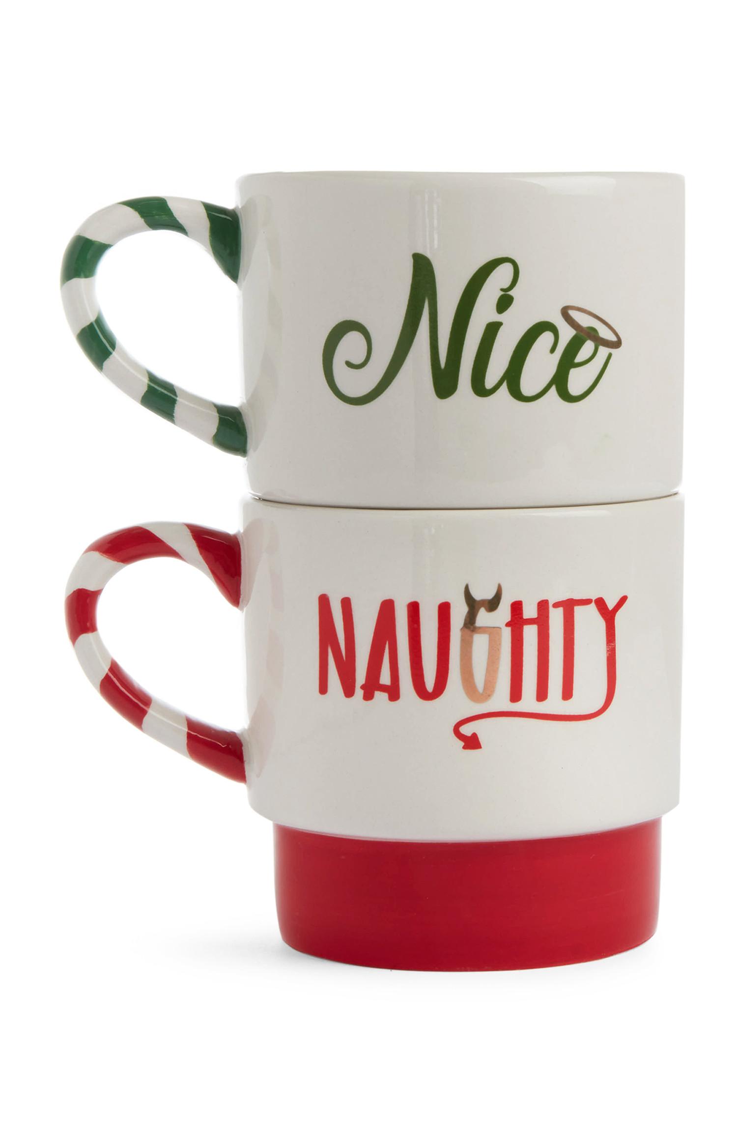 Juego de tazas apiladas Naughty y Nice