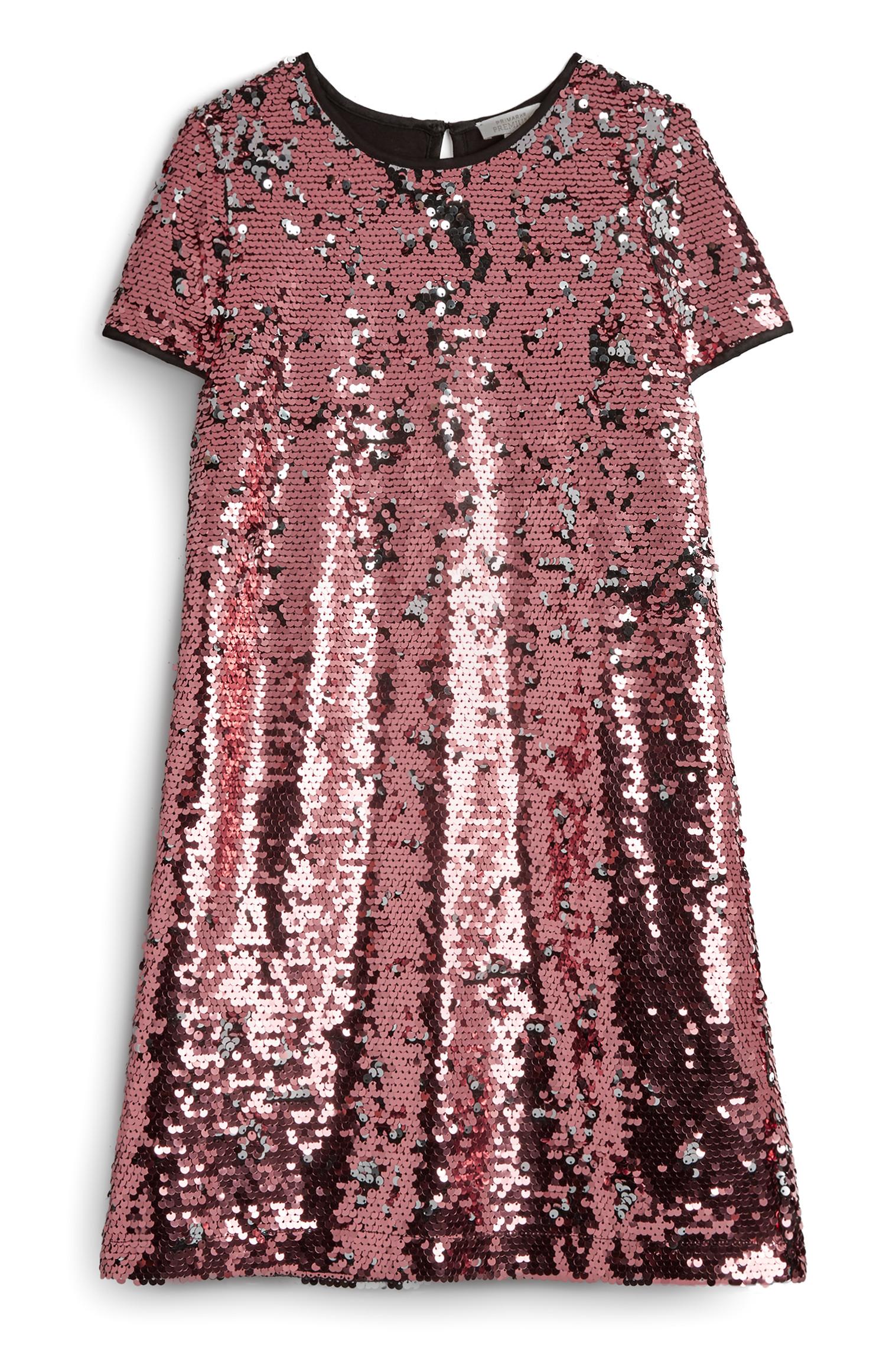 Vestido rosa con lentejuelas para niña mayor