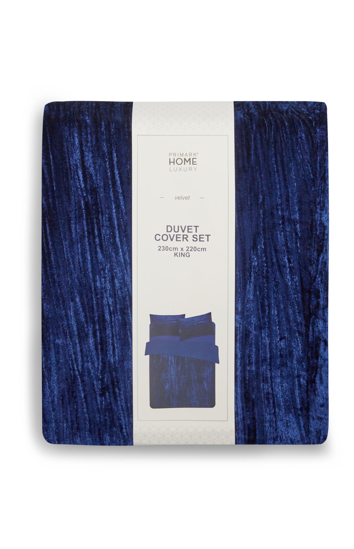 Funda nórdica de terciopelo azul marino para cama de matrimonio