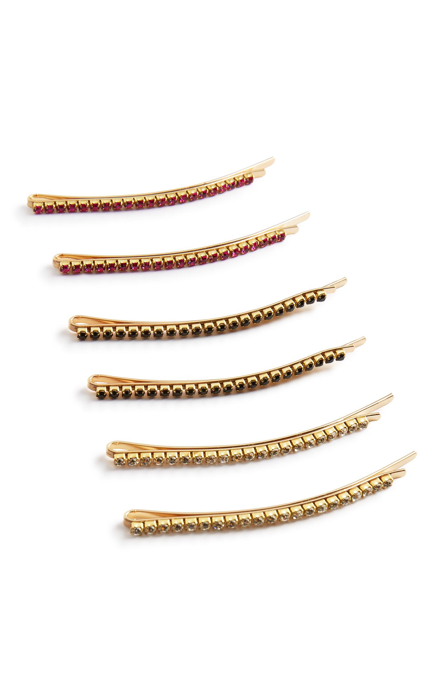 Pack 6 ganchos cabelo brilhantes ondulados