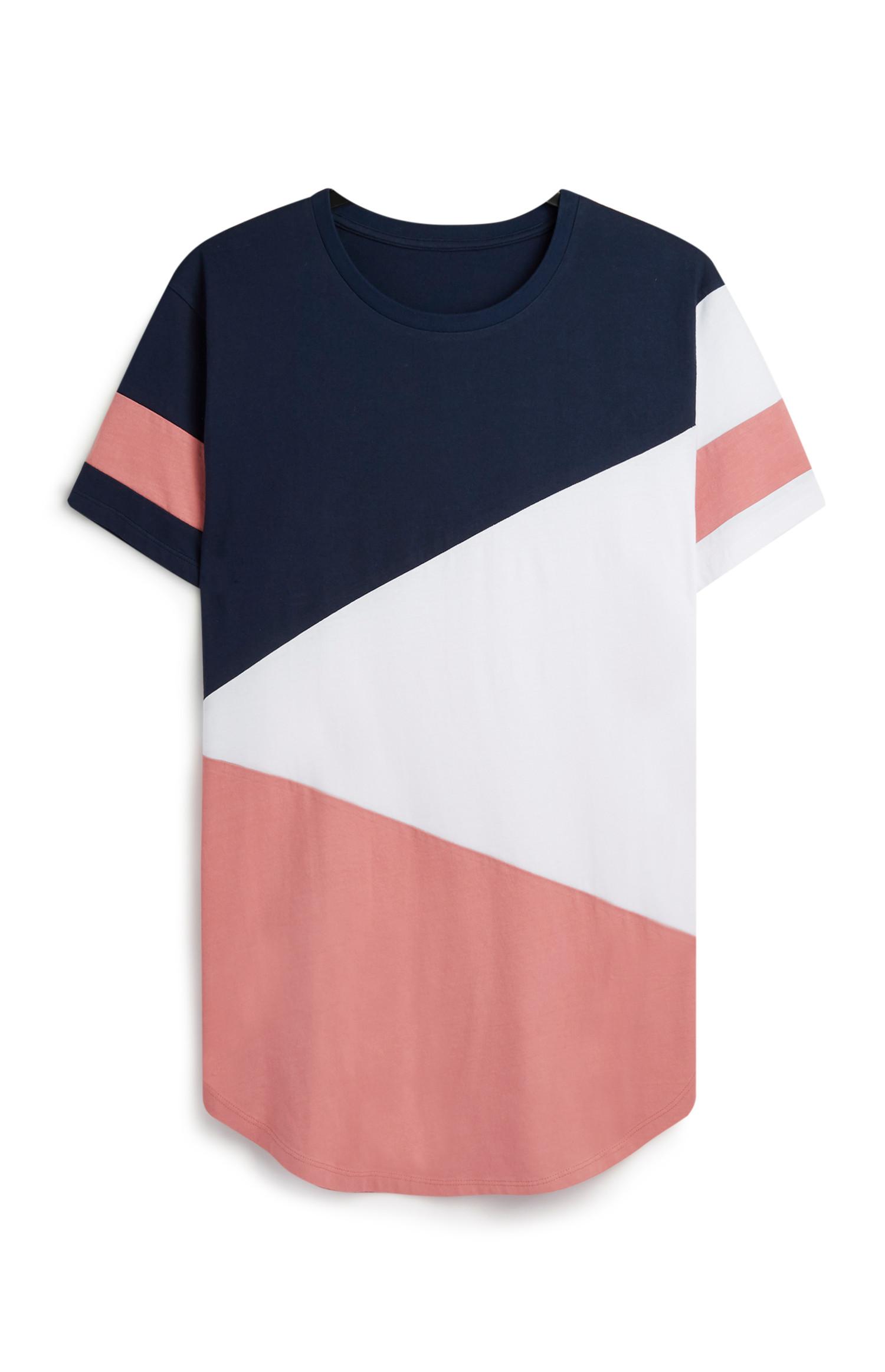  T-shirt bloco cor diagonal