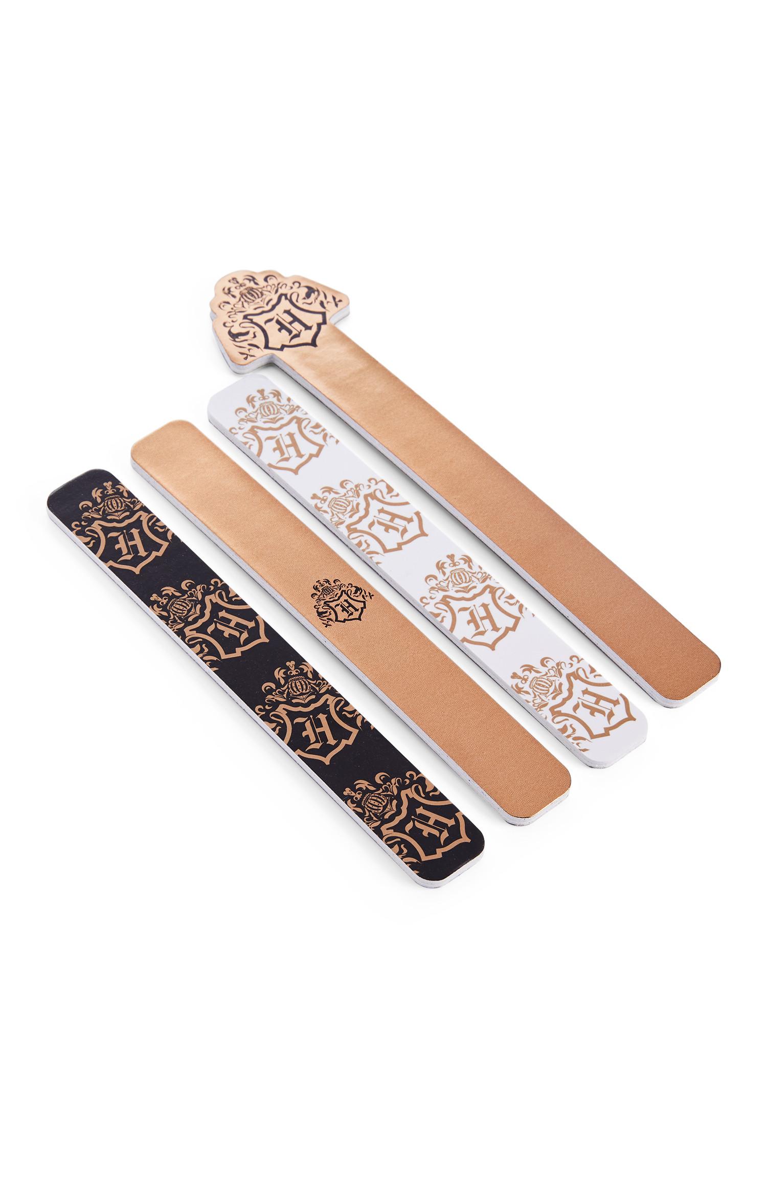 Pack de 4 limas de uñas de color negro y dorado de Harry Potter