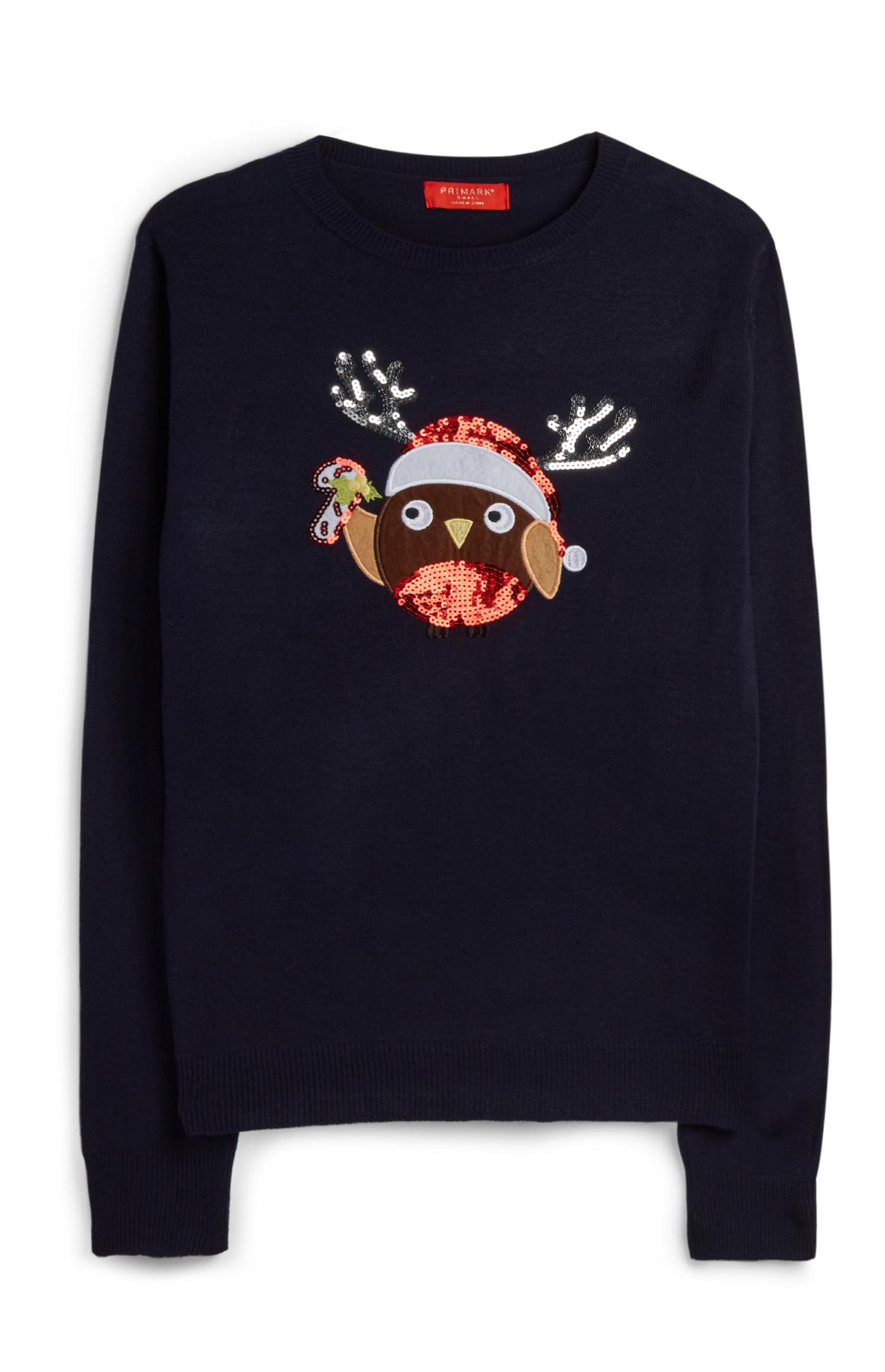 Camisola Natal pisco-de-peito-ruivo lantejoulas