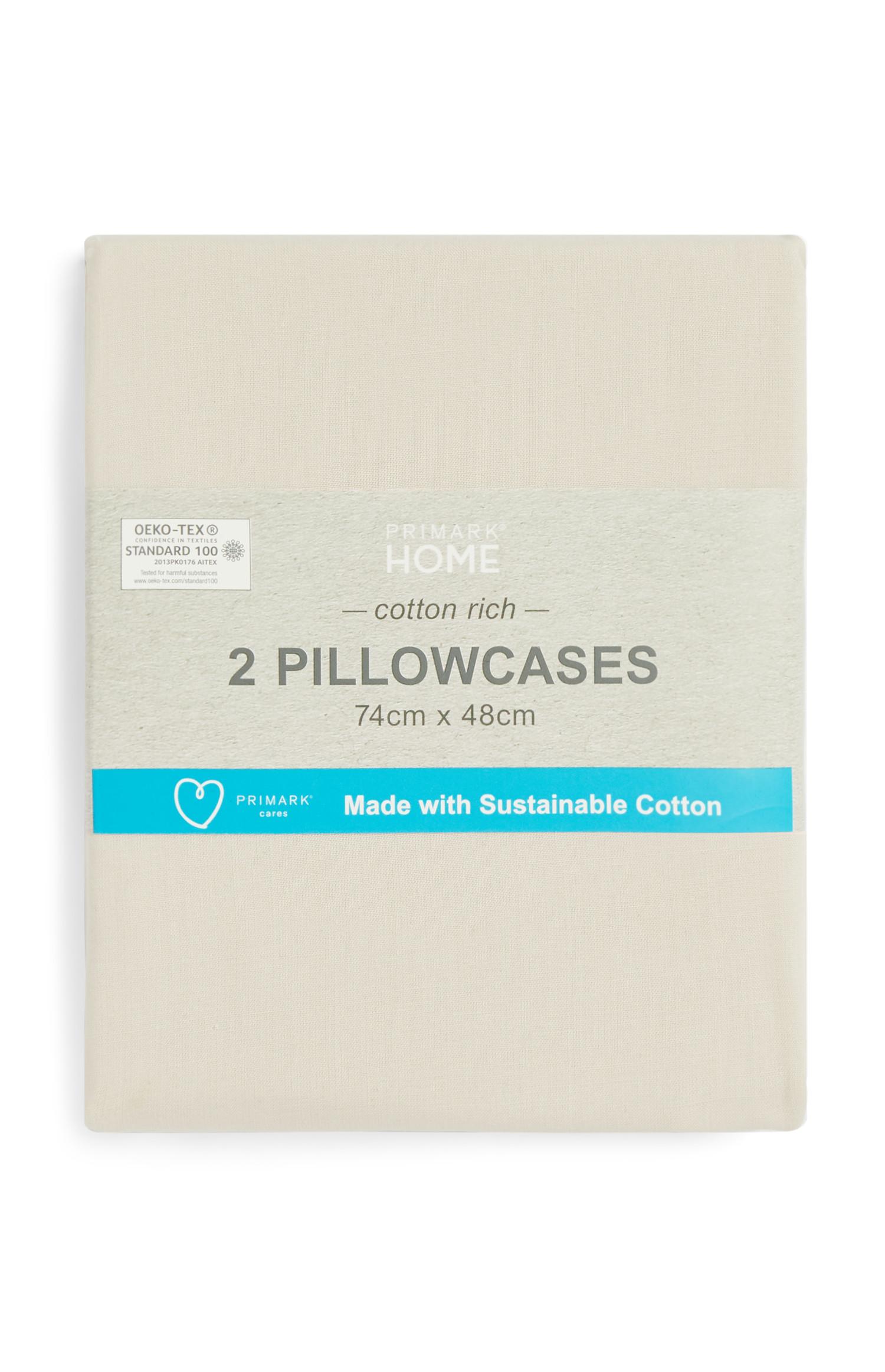 Conjunto de 2 fundas de almohada de algodón sostenible color crema