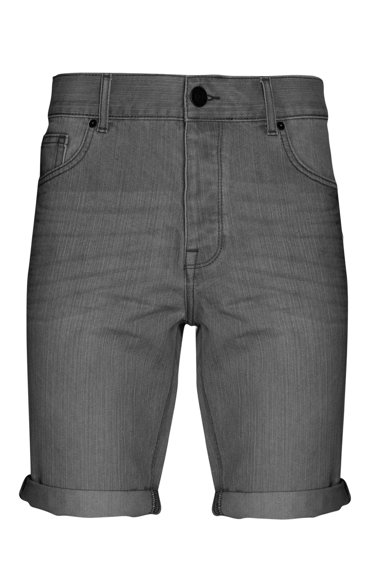 Short en denim gris foncé à revers