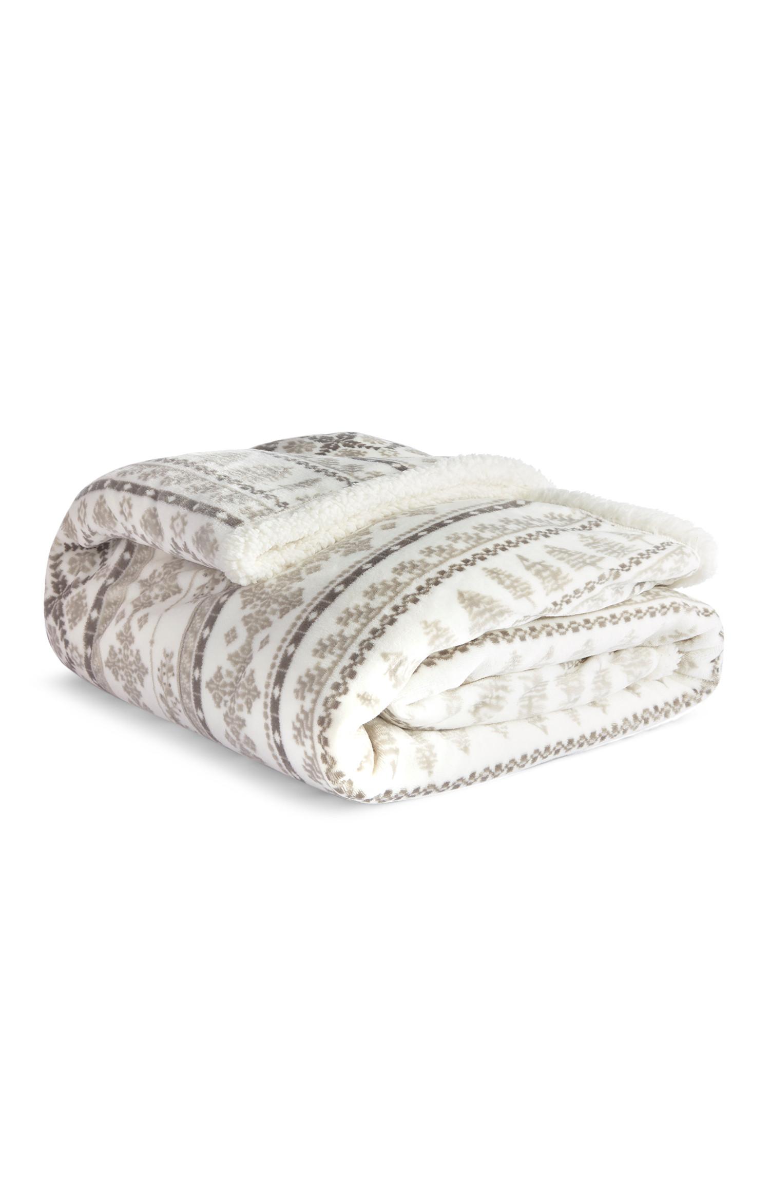 Manta XL de felpa sintética con greca alpina