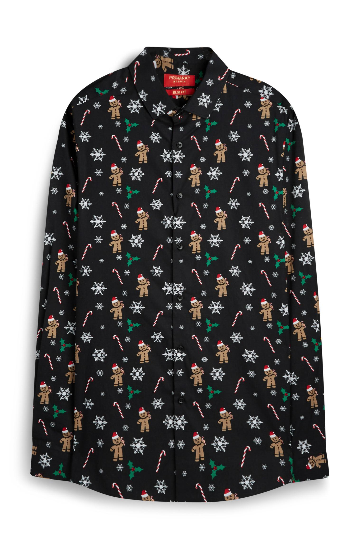 Camisa Natal estampado homens gengibre