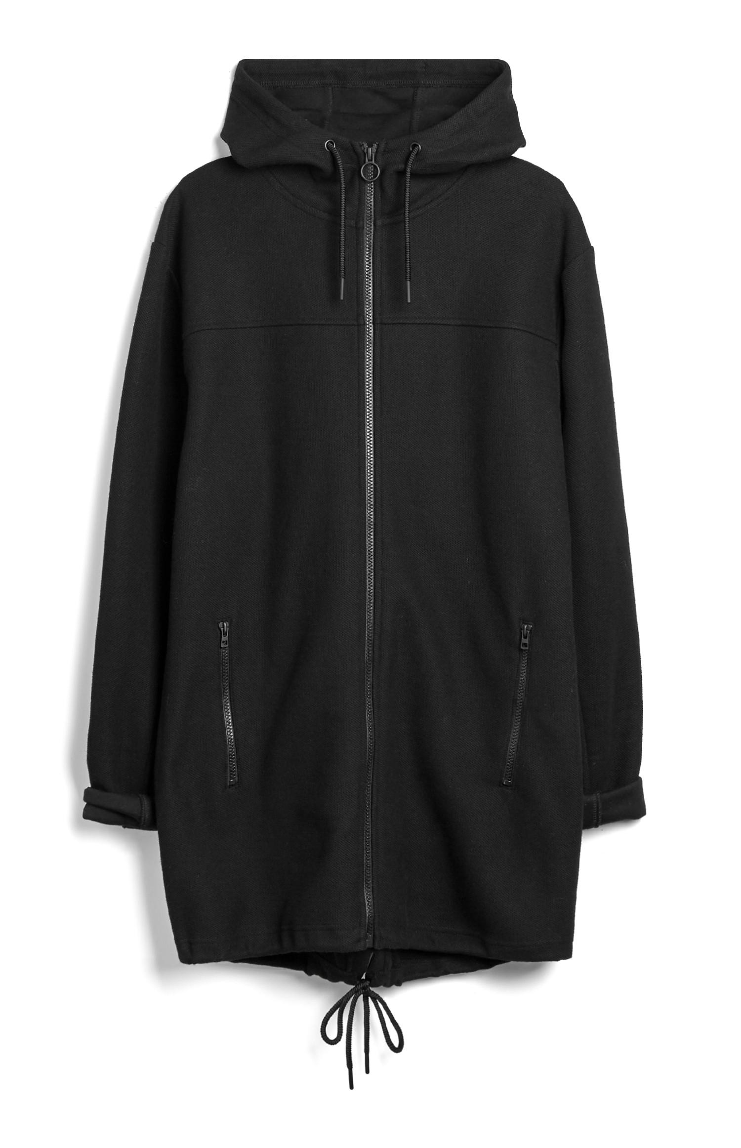 Casaco parka rabo peixe comprido preto