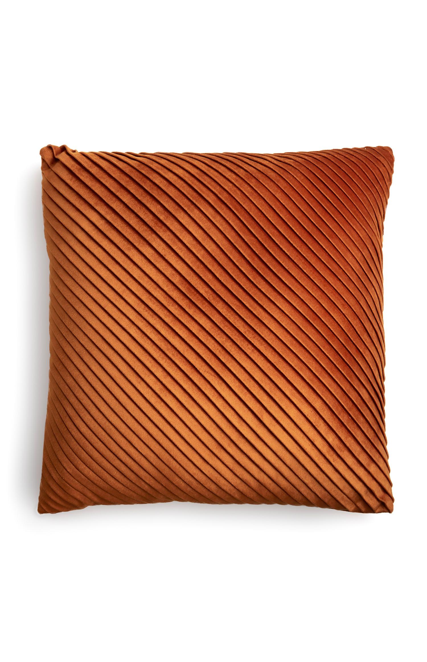Cojín plisado pequeño de terciopelo naranja