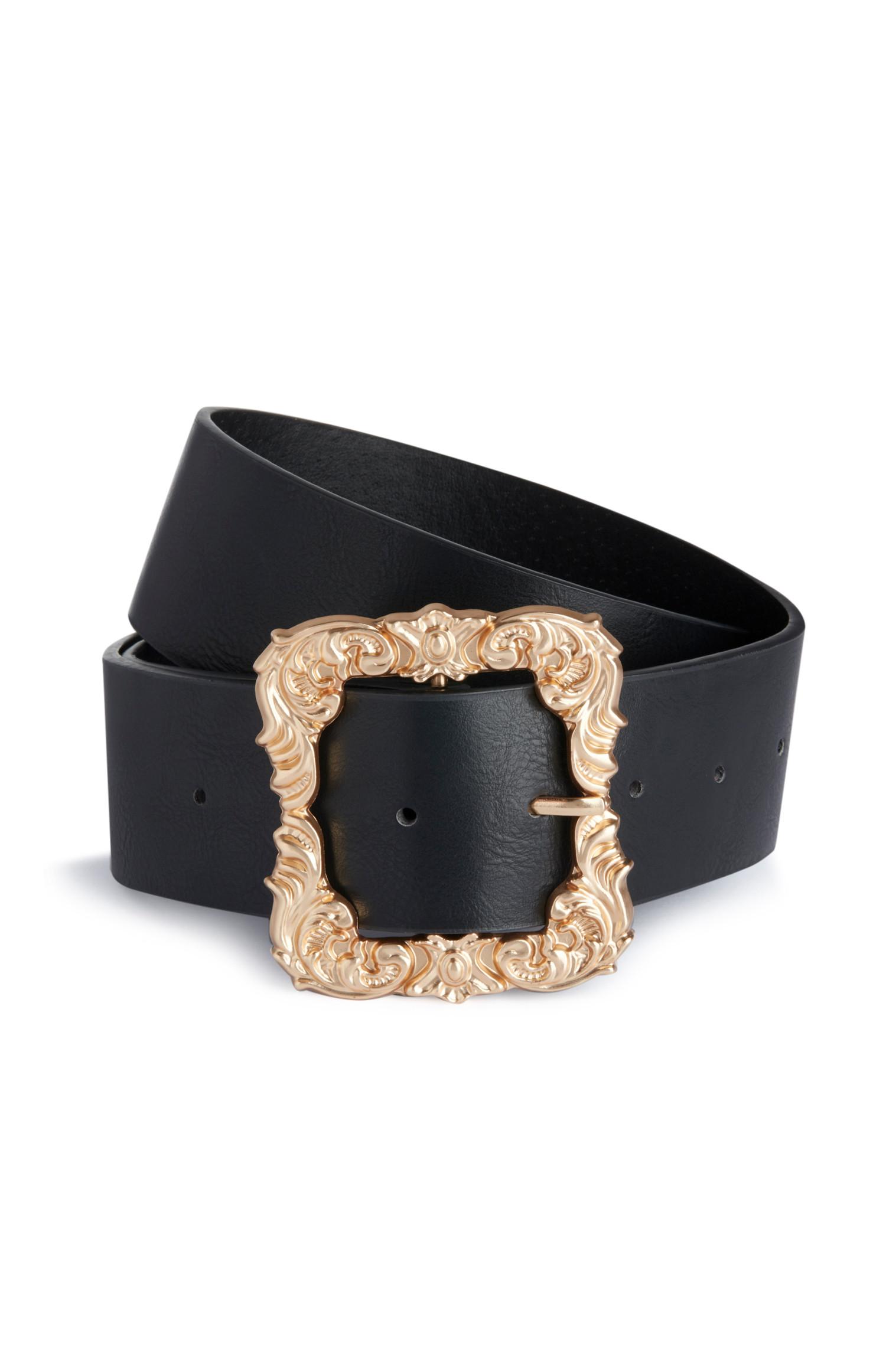 Cinto fivela ornamentada preto