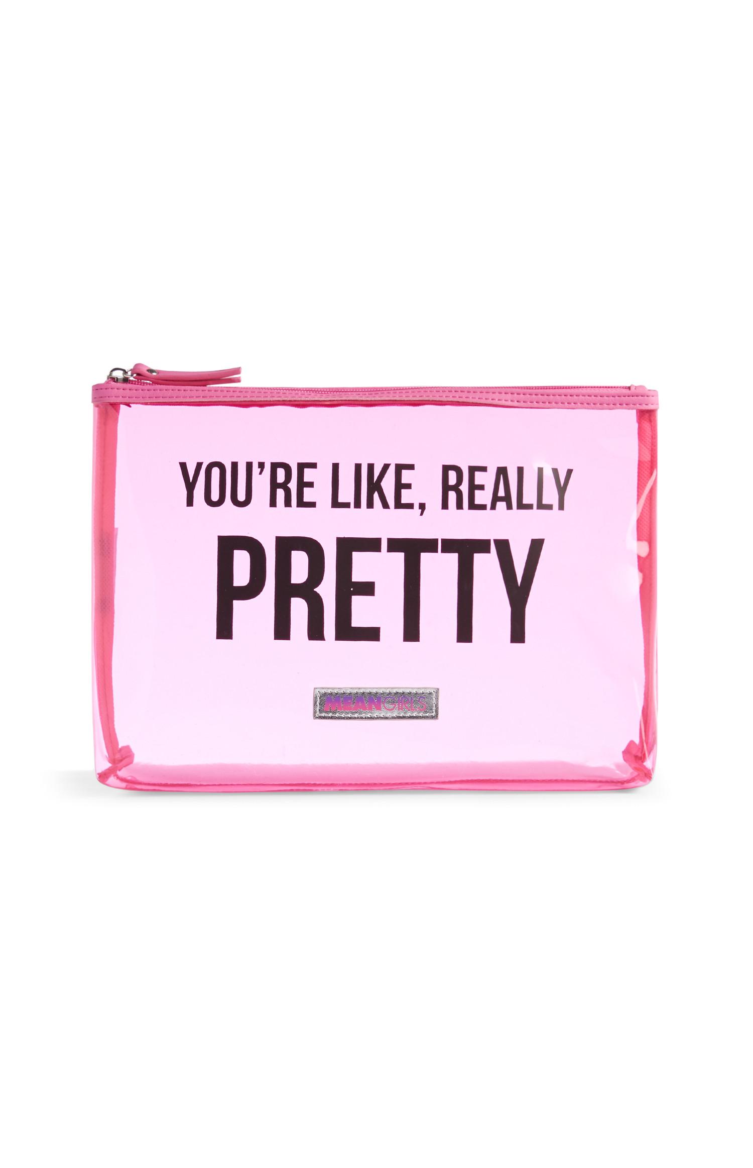 Bolsa maquilhagem rosa transparente