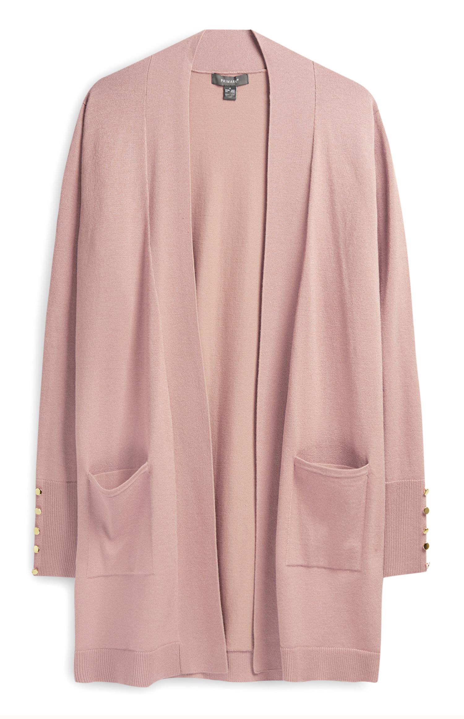 Casaco malha corte largo bolsos rosa-claro