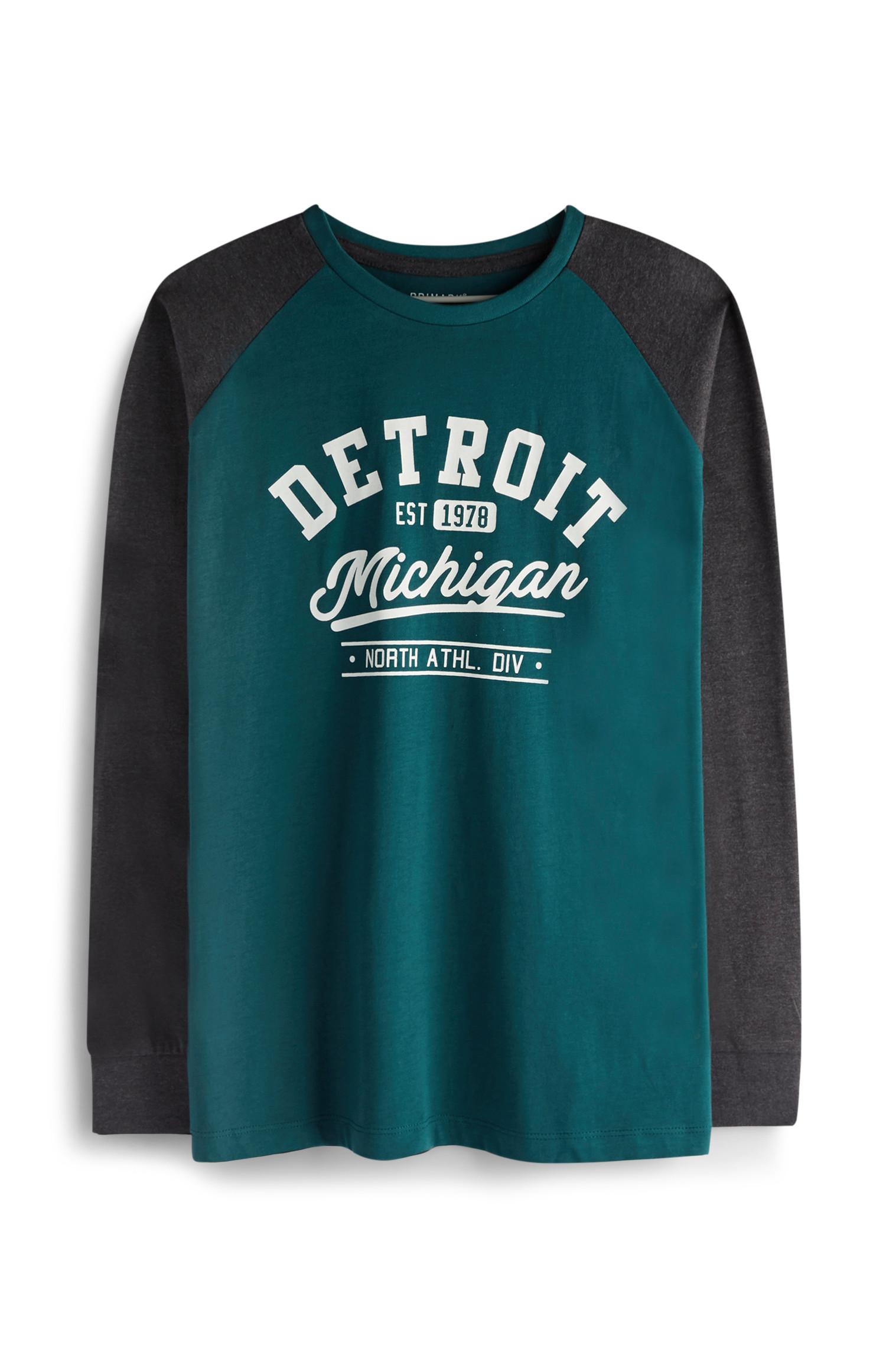 Raglan majica za starejše fante z napisom Detroit