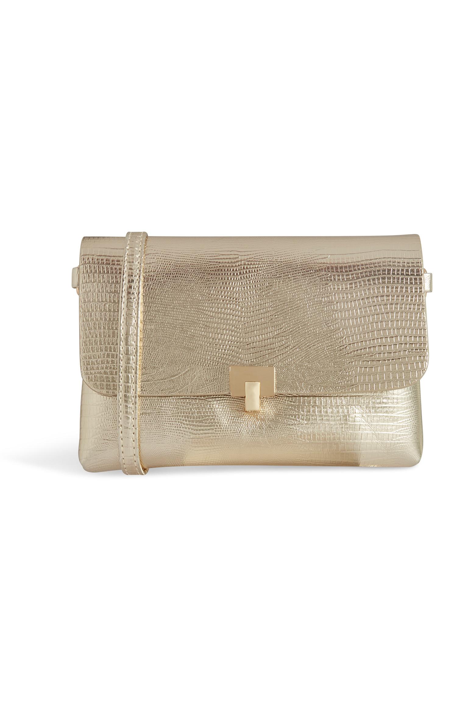 Bolsa estampado crocodilo dourado