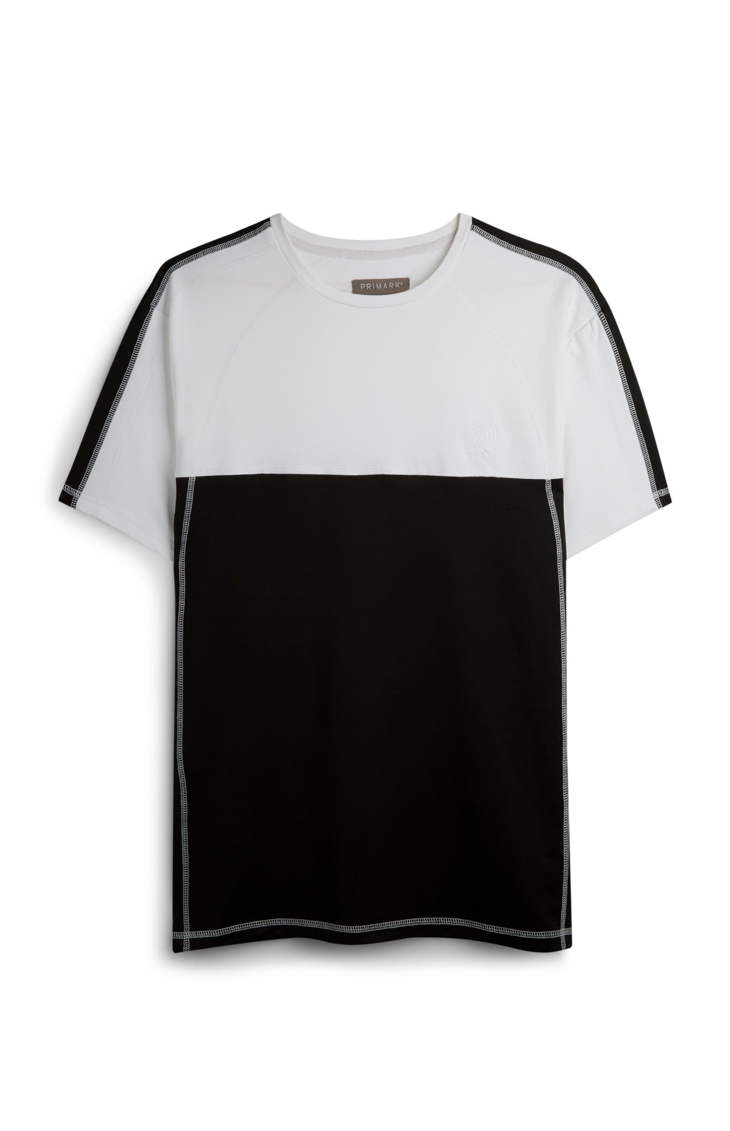 T-shirt elástica bloco cores preto e branco
