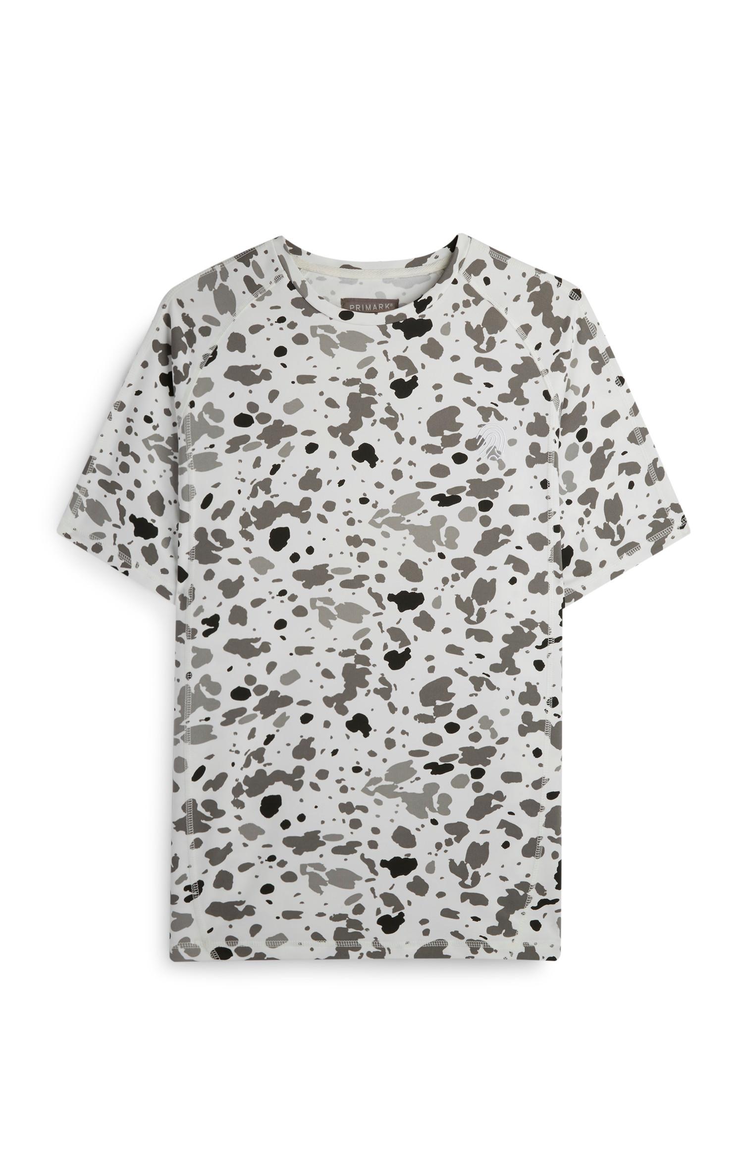 T-shirt elástica padrão leopardo branco