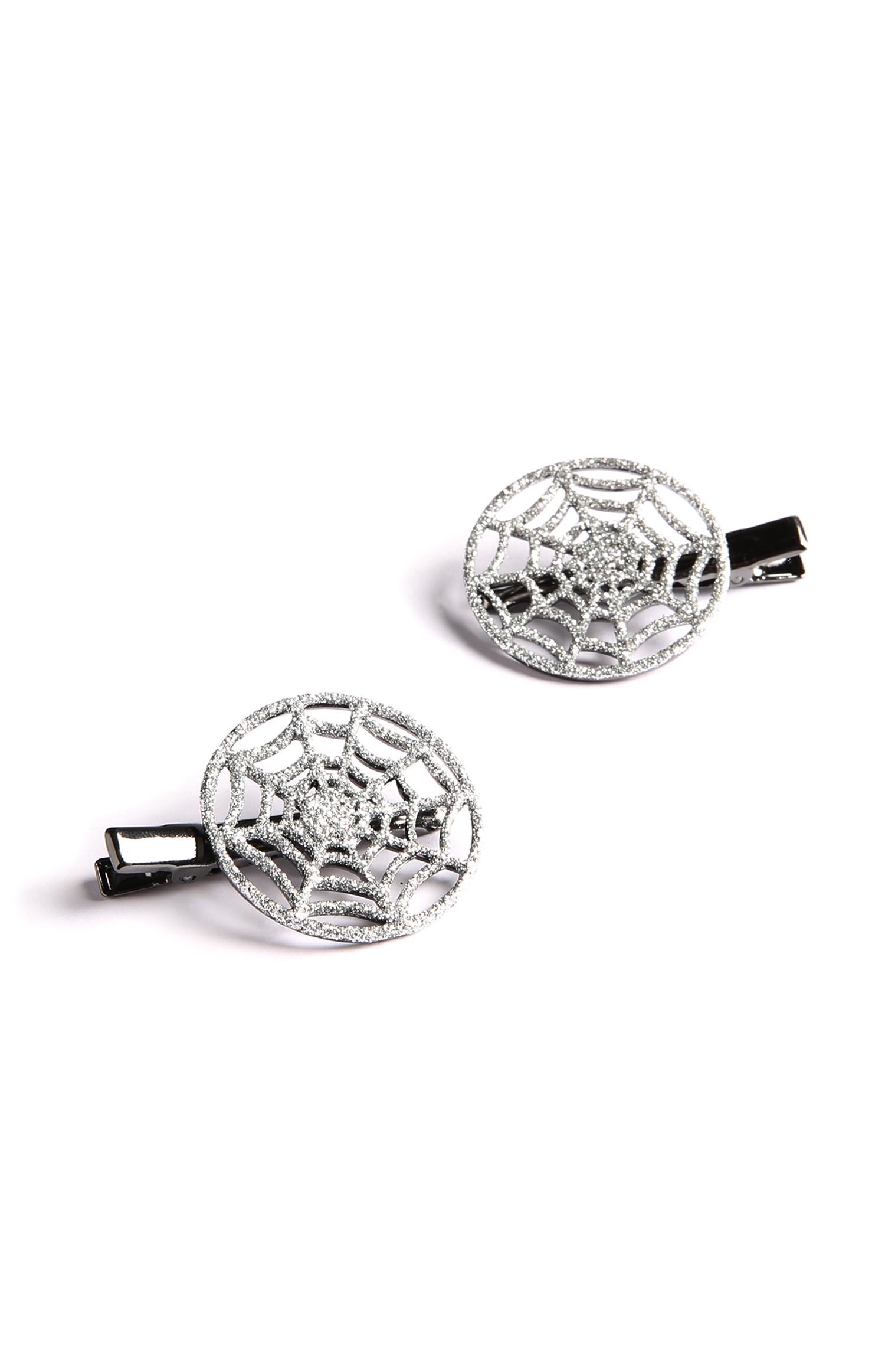 Ganchos cabelo teia de aranha brilhos