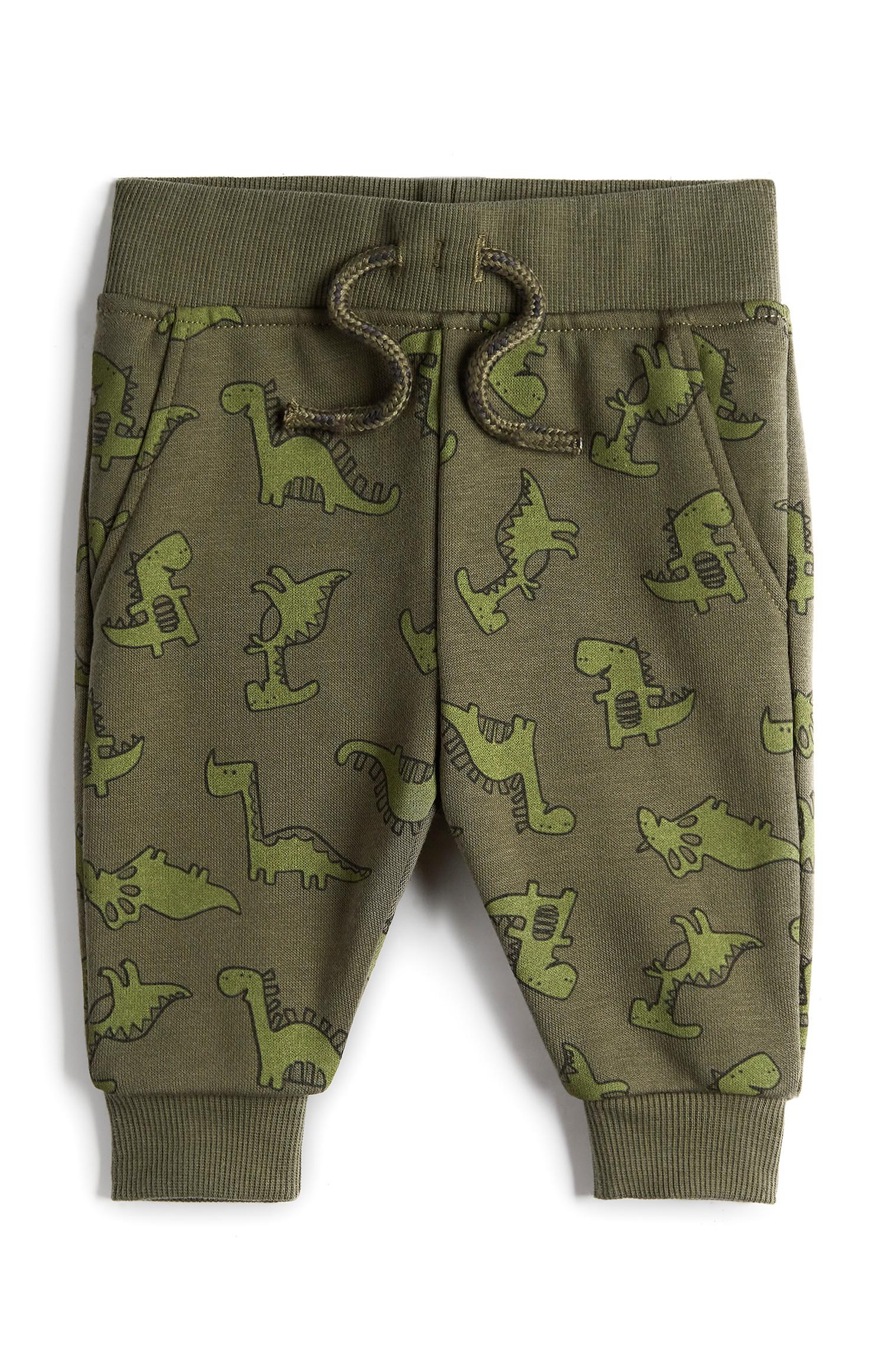 Pantalón de chándal color caqui con estampado de dinosaurio para bebé niño