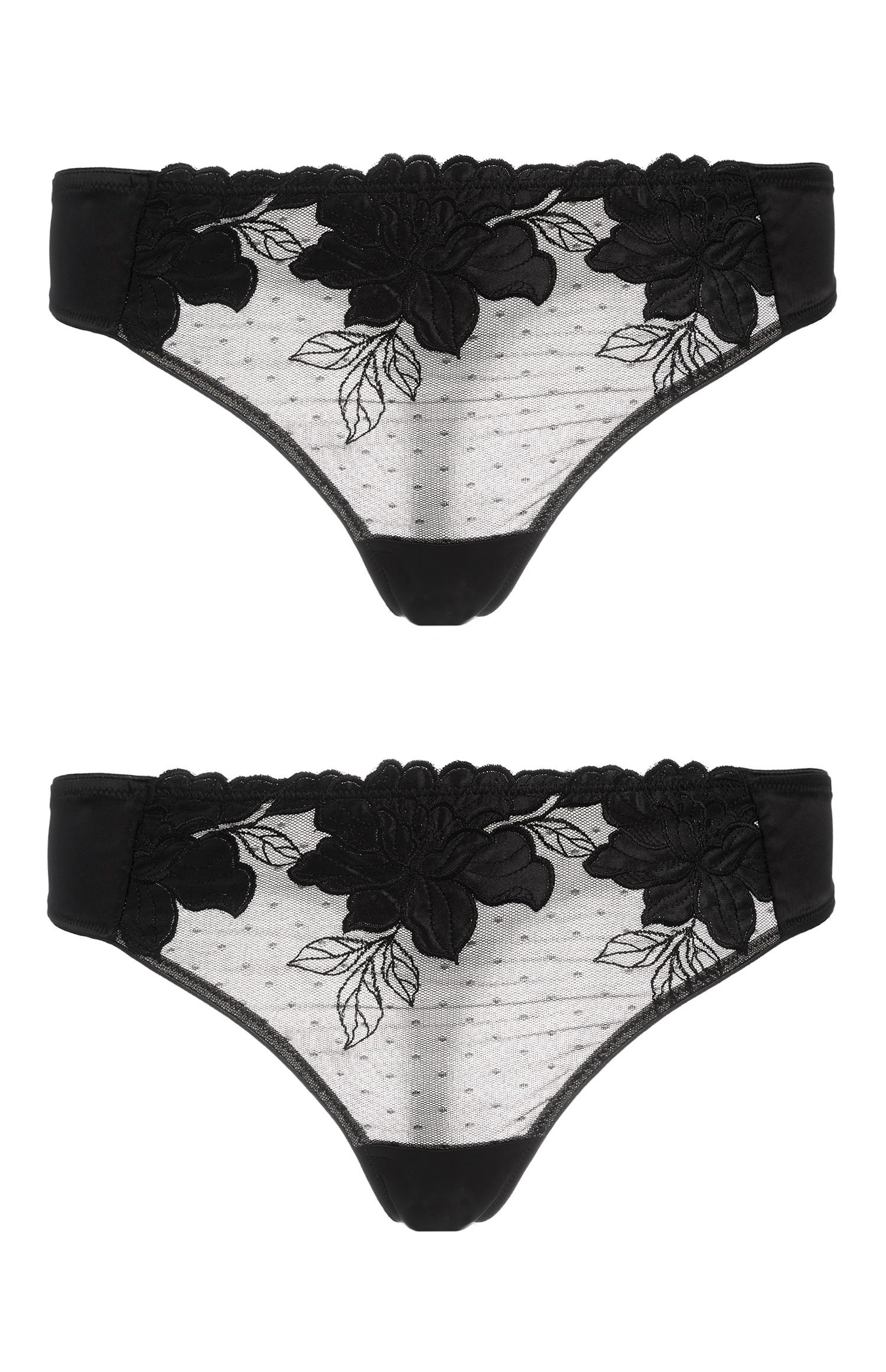 Pack 2 tangas apliques padrão floral preto