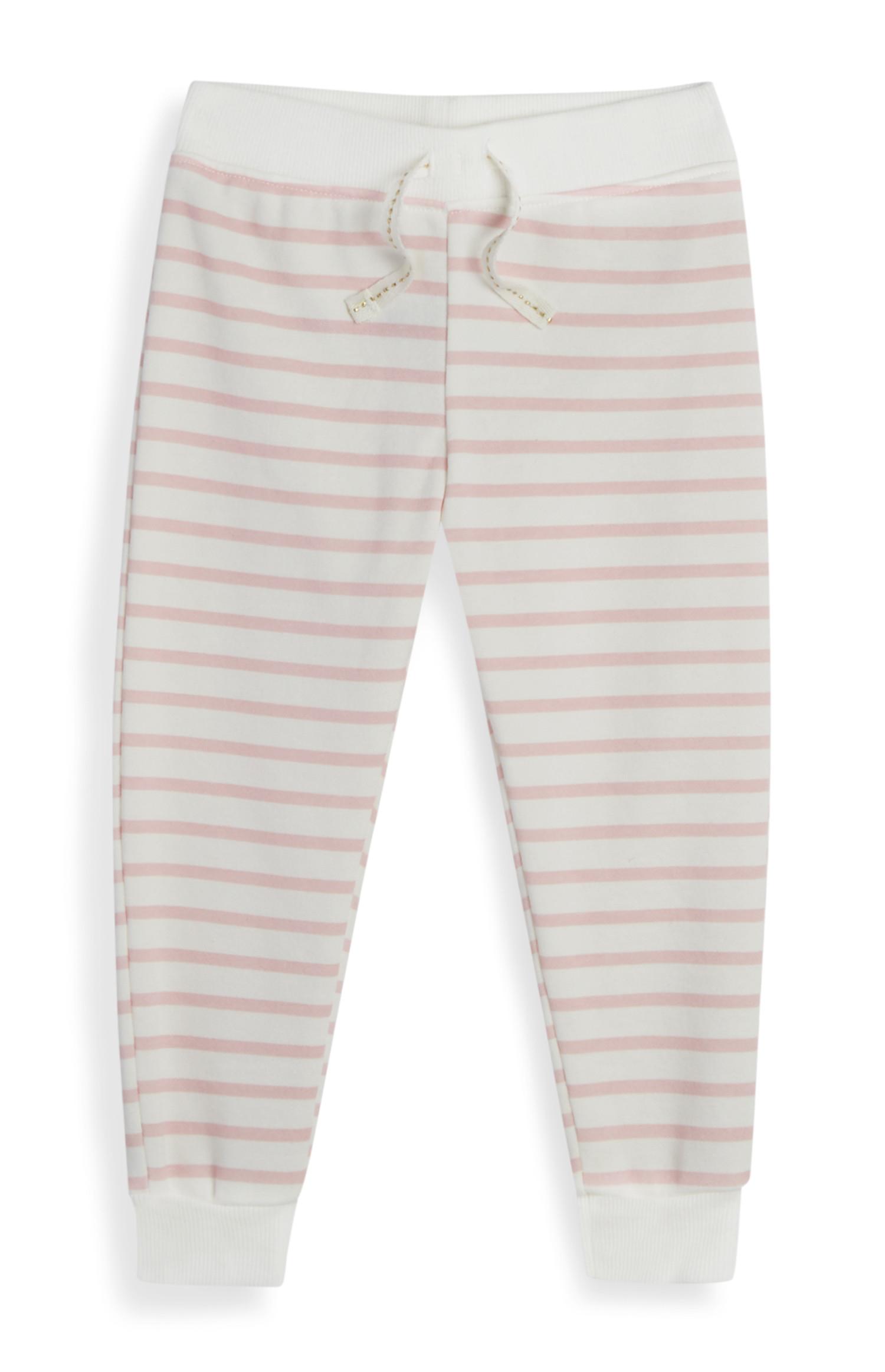 Pantalón de chándal a rayas rosa y crudo para bebé niña