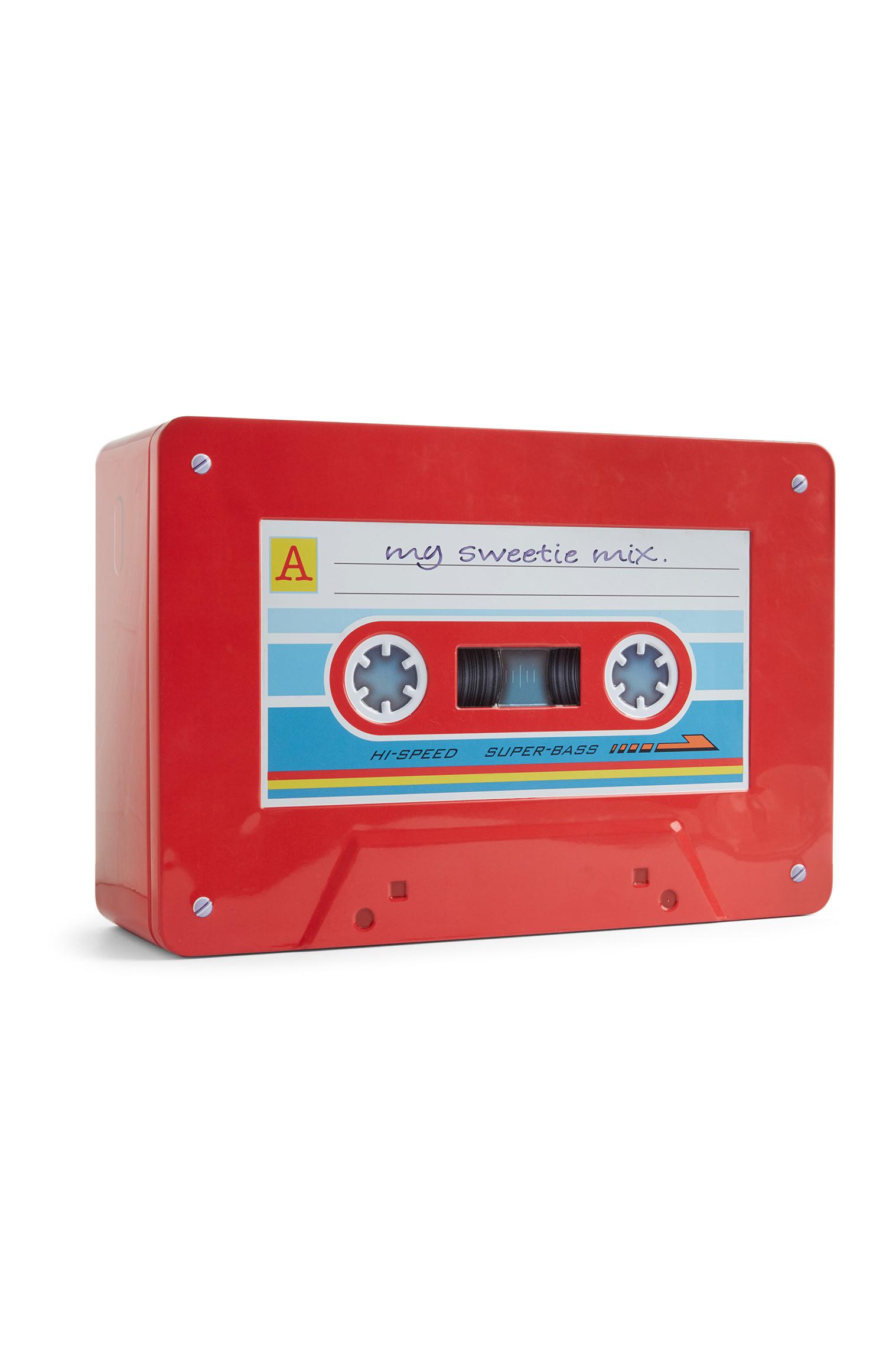 Lata biscoito cassete retro