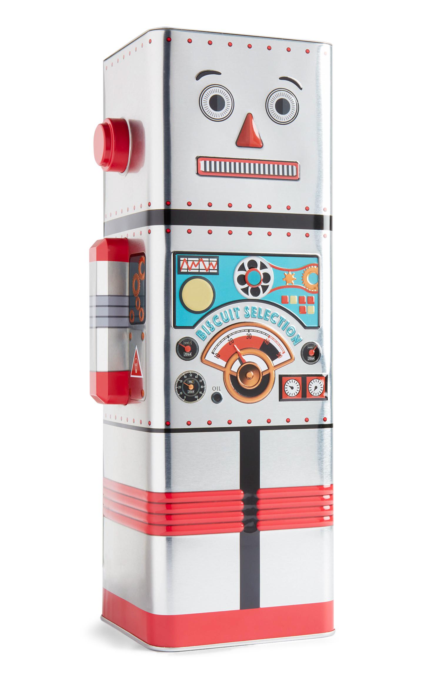 Lata robot con galletas