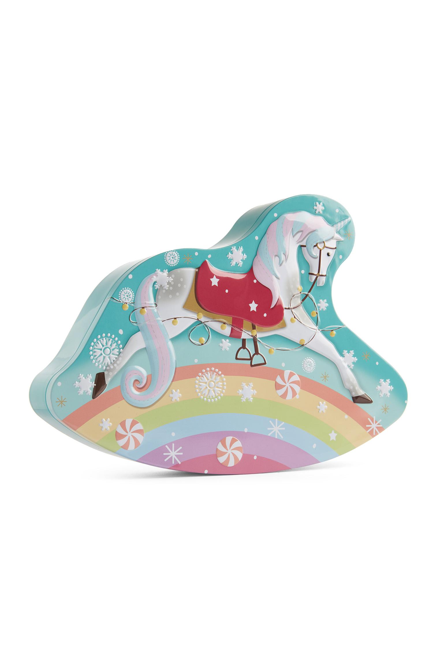 Lata con galletas de unicornio