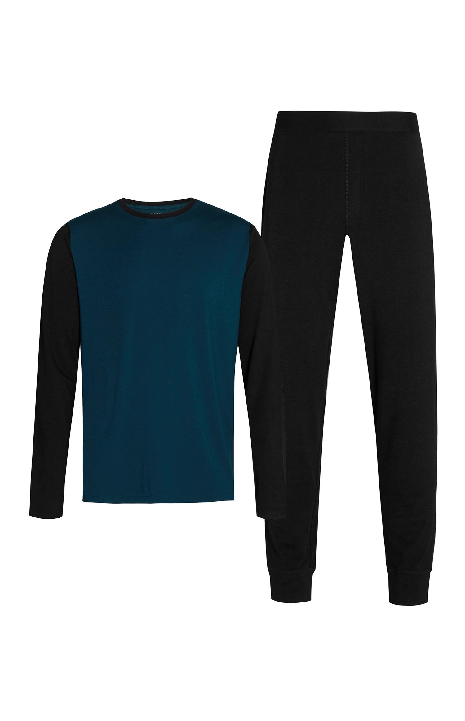 T-shirt/calças treino loungewear verde/preto