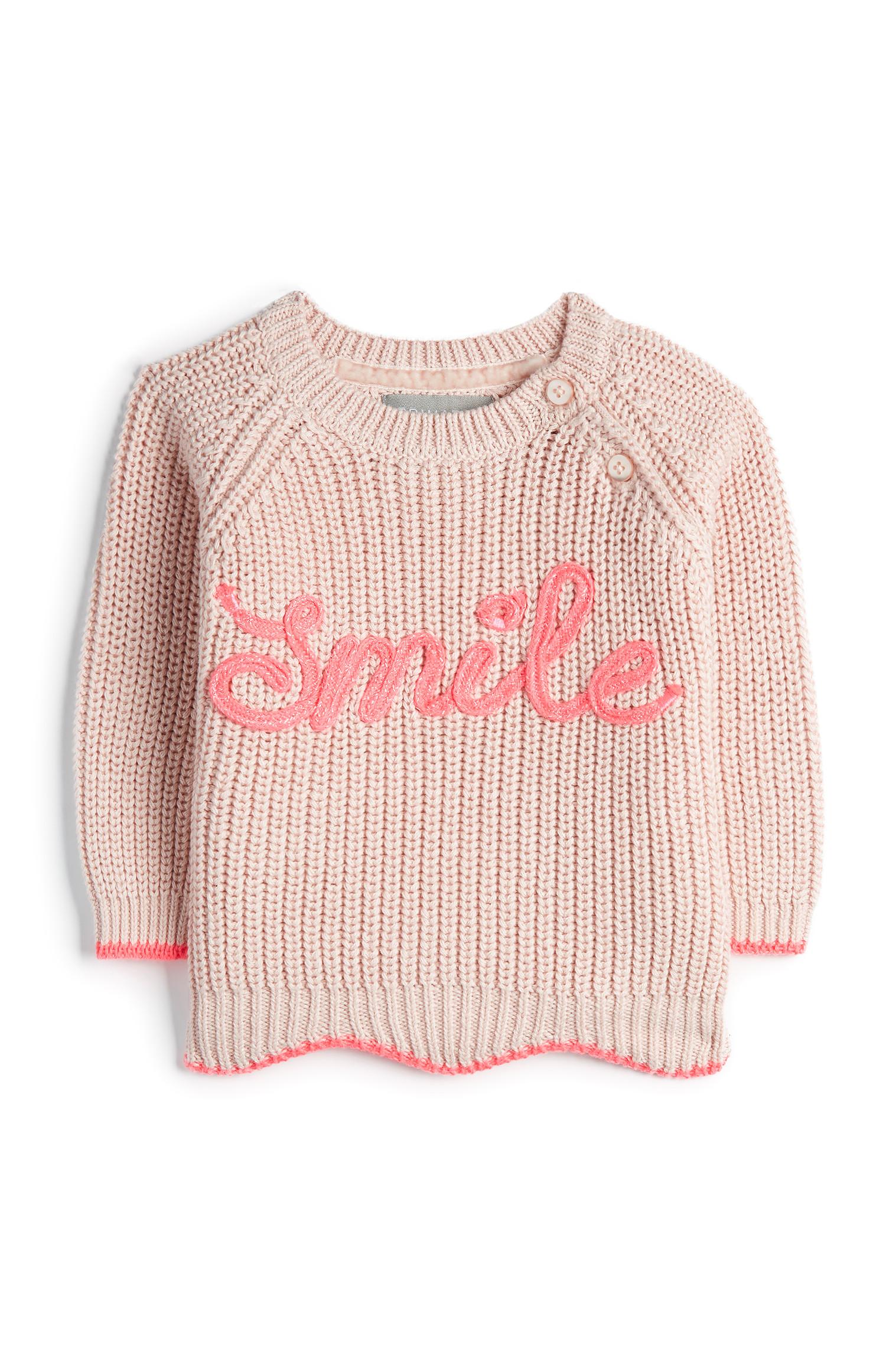 Jersey de punto rosa «Smile» para bebé niña