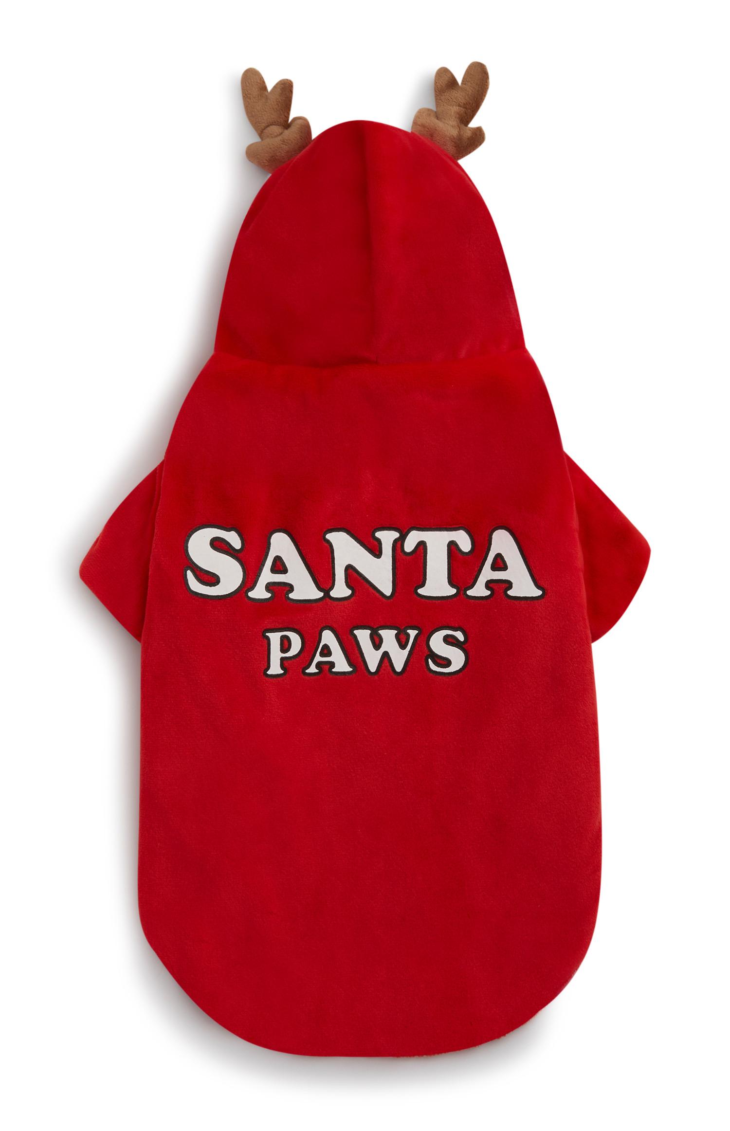 Conjunto para perro rojo de Papá Noel con cuernos de reno