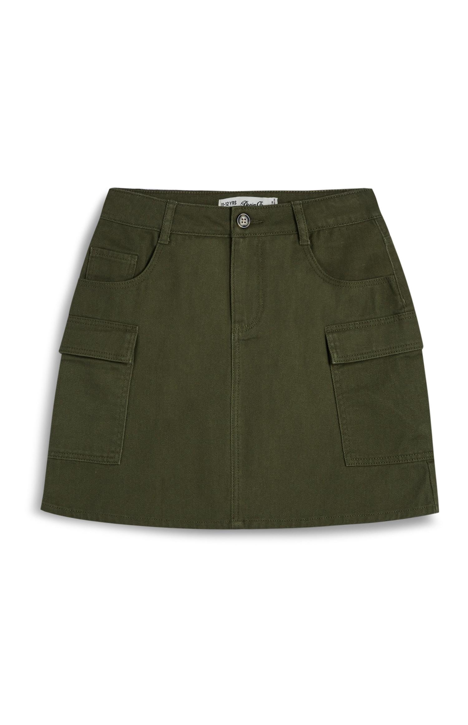 Falda cargo color caqui para niña pequeña