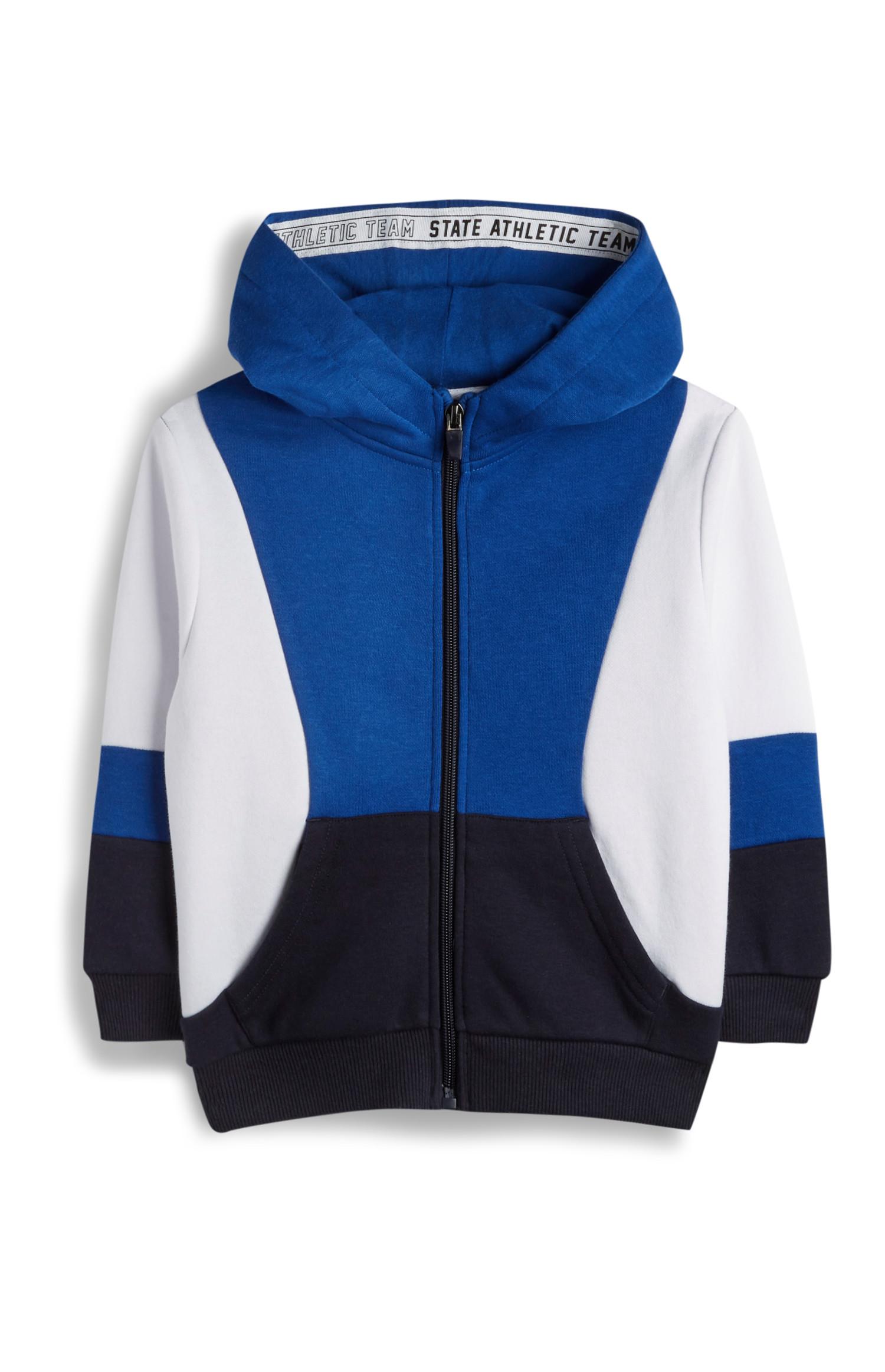 Večbarvni pulover s kapuco in zadrgo za dečke