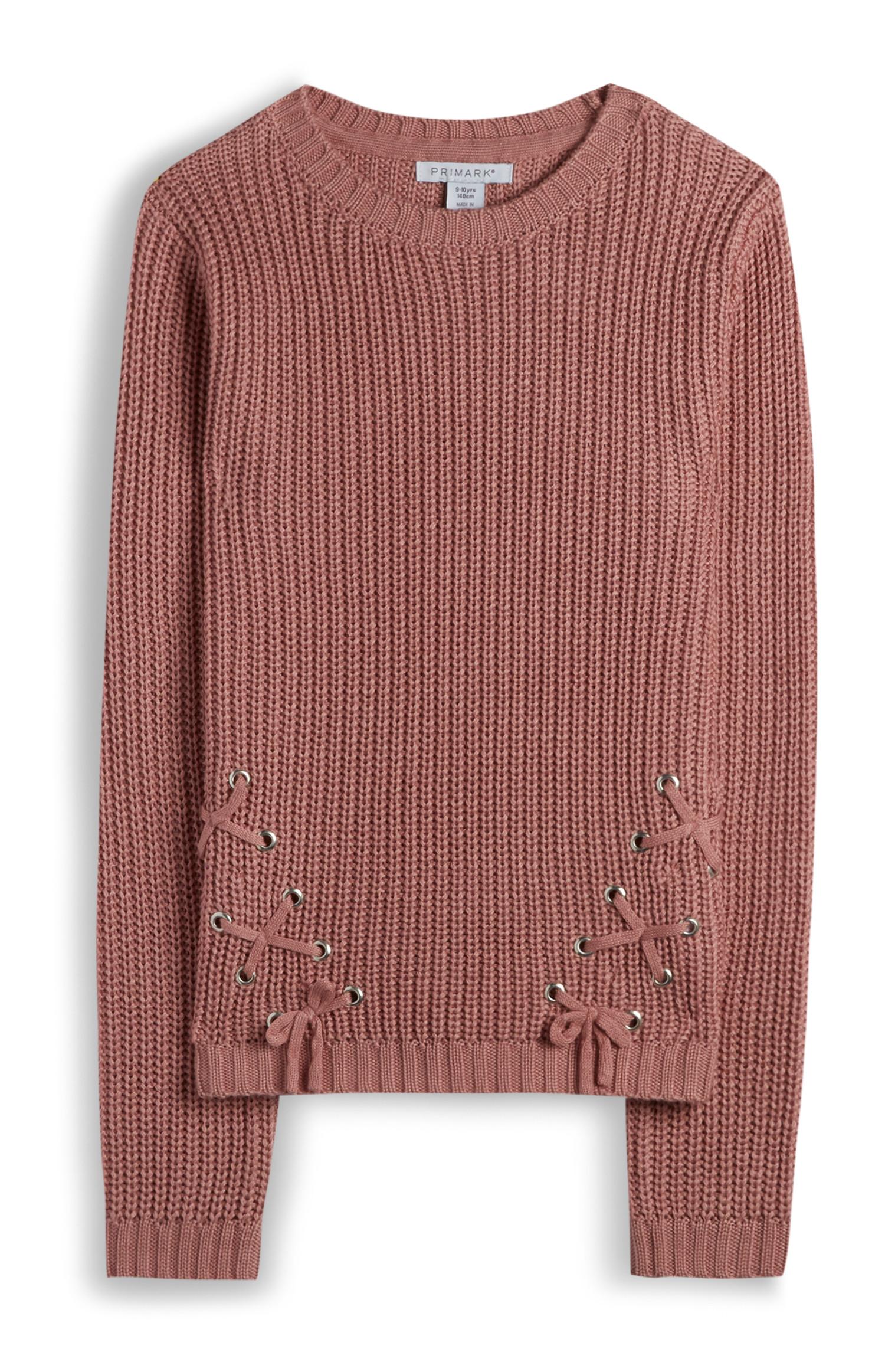 Svetlo rjav rebrast pulover za dekleta