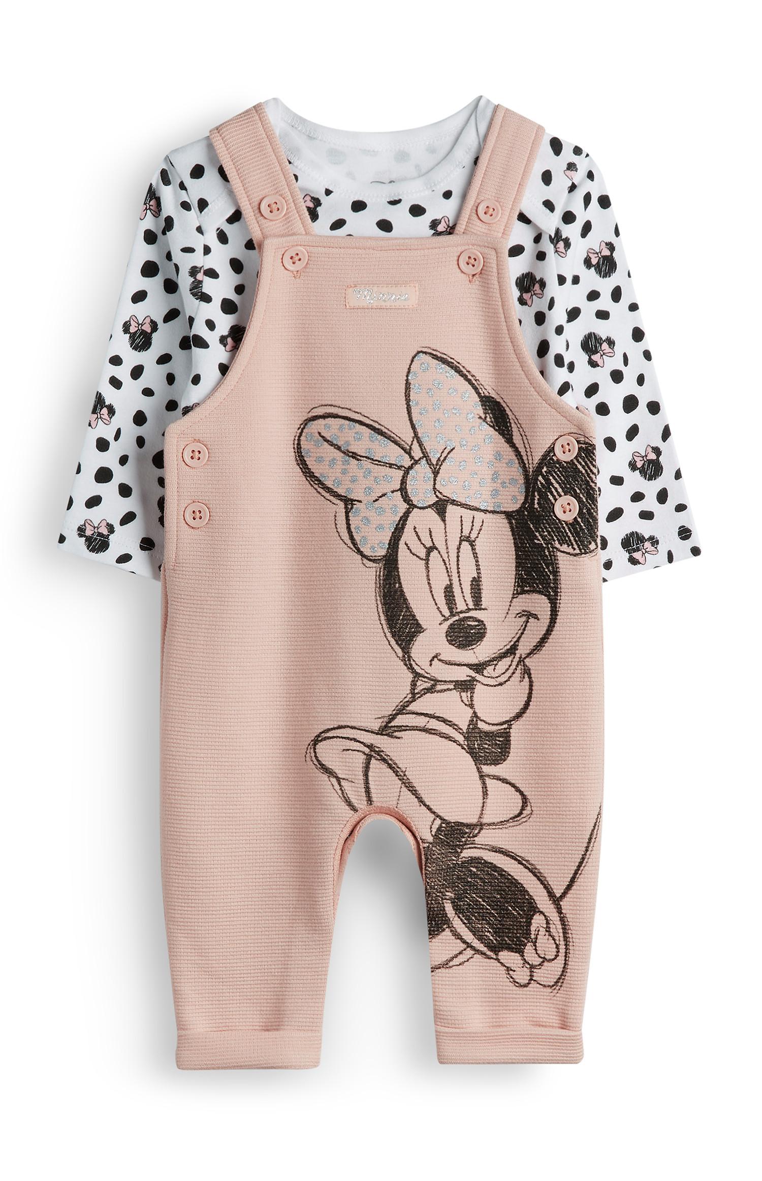 Conjunto de peto de Minnie Mouse rosa con jersey de lunares para bebé niña