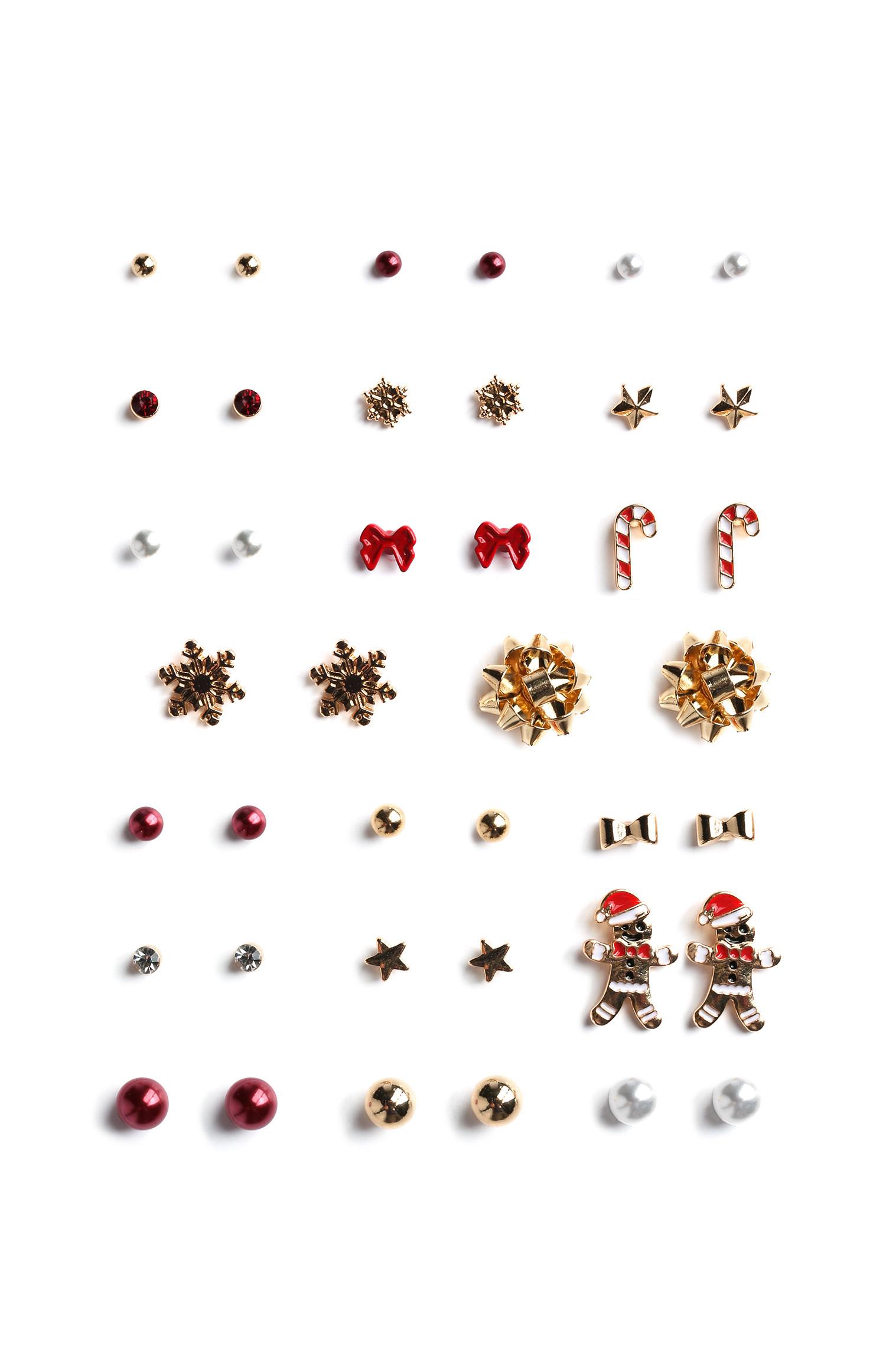 Pack de 20 pares de pendientes de botón navideños