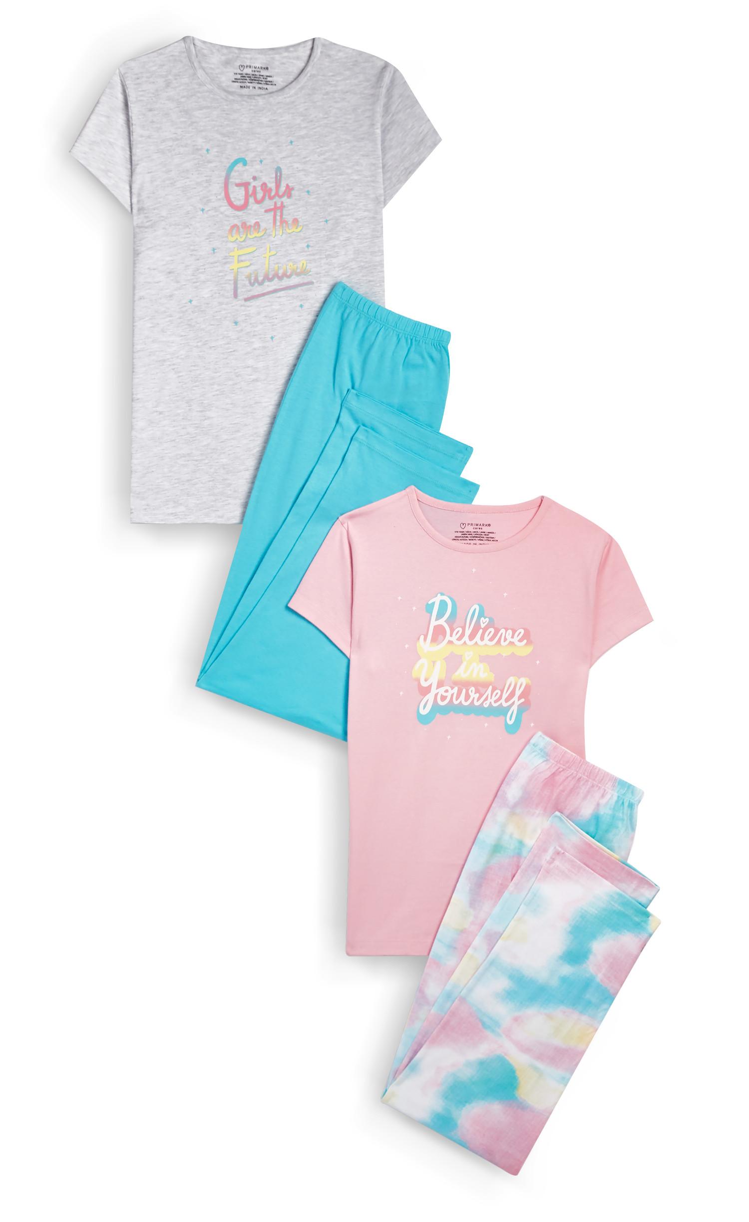 2 pigiami tie dye con scritta da ragazza