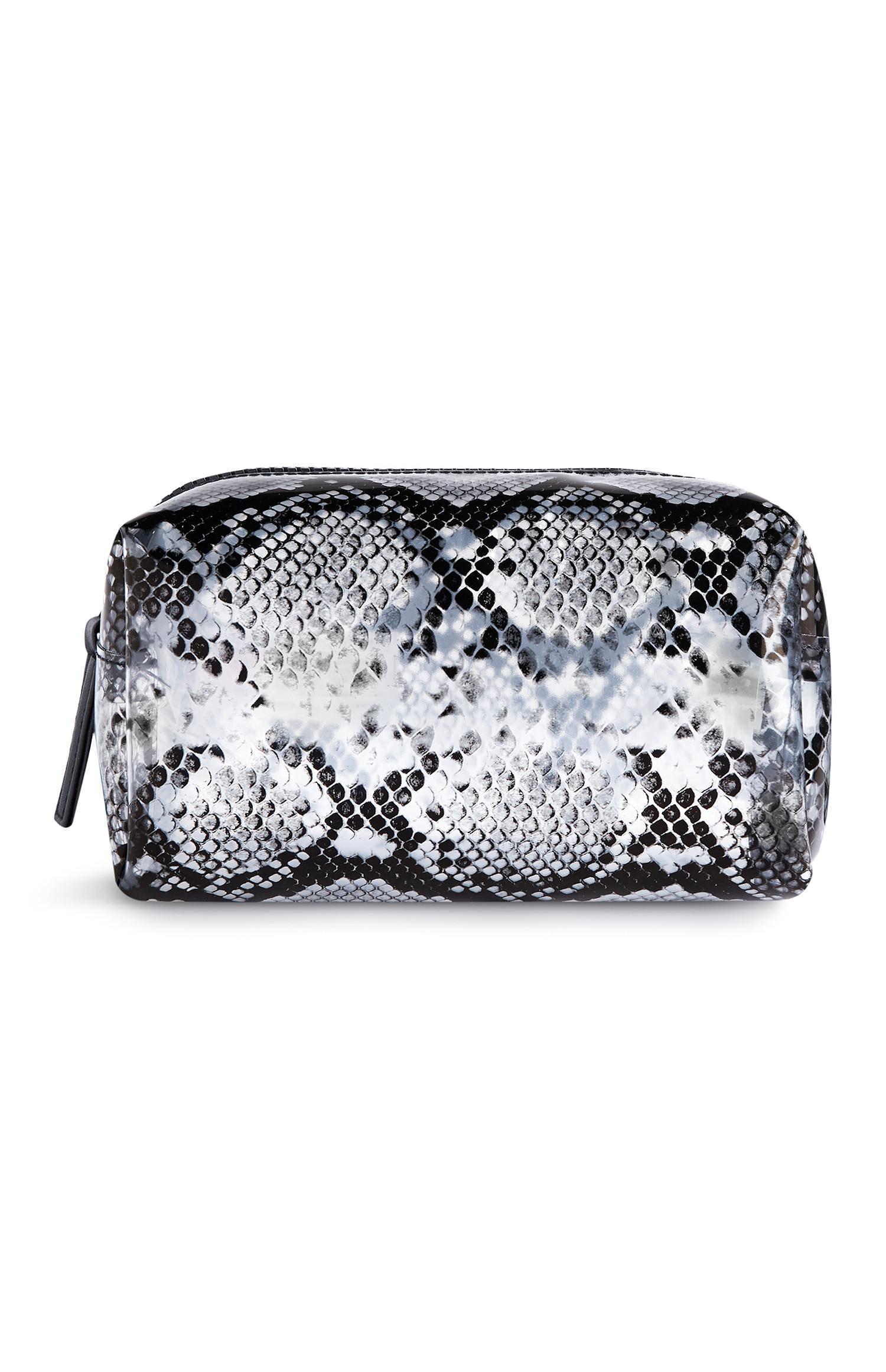 Neceser de maquillaje con estampado de efecto piel de serpiente