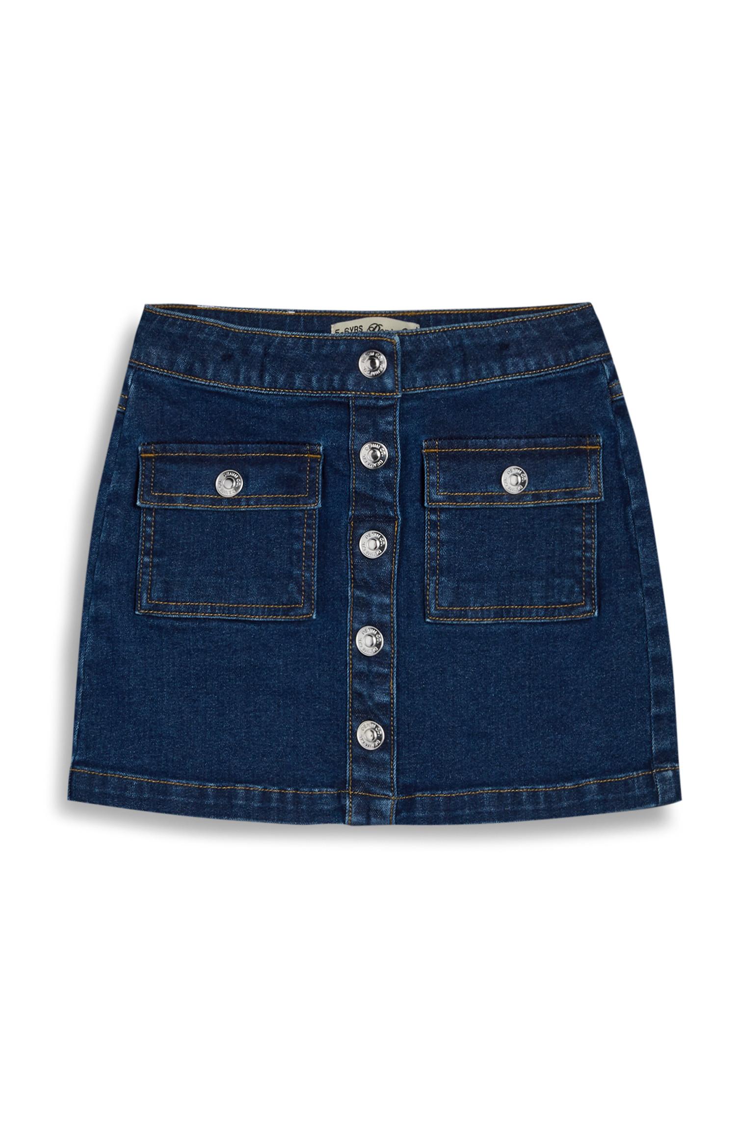 Temno modro krilo iz džinsa z gumbi za deklice