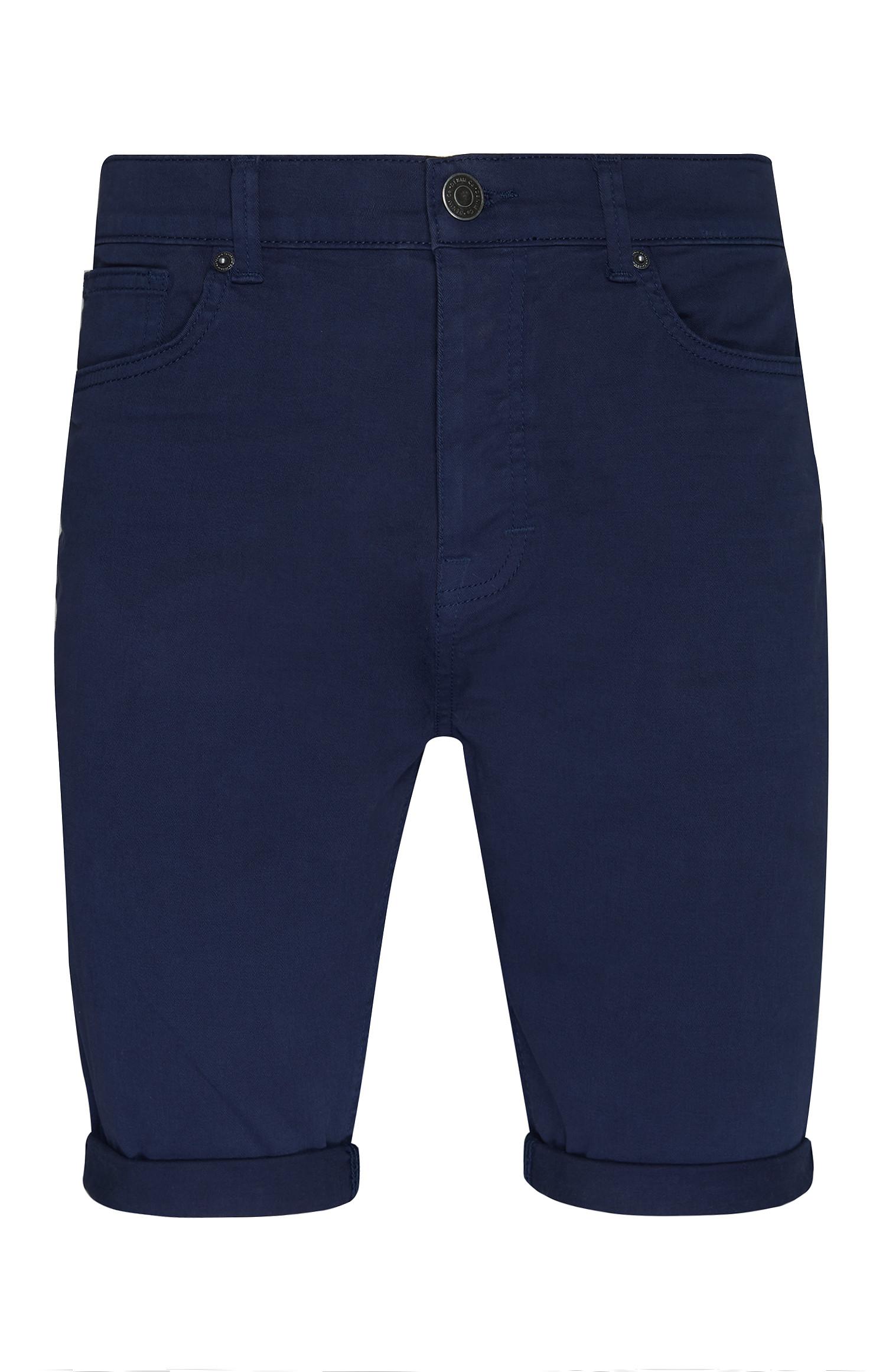 Short blu navy in twill elasticizzato