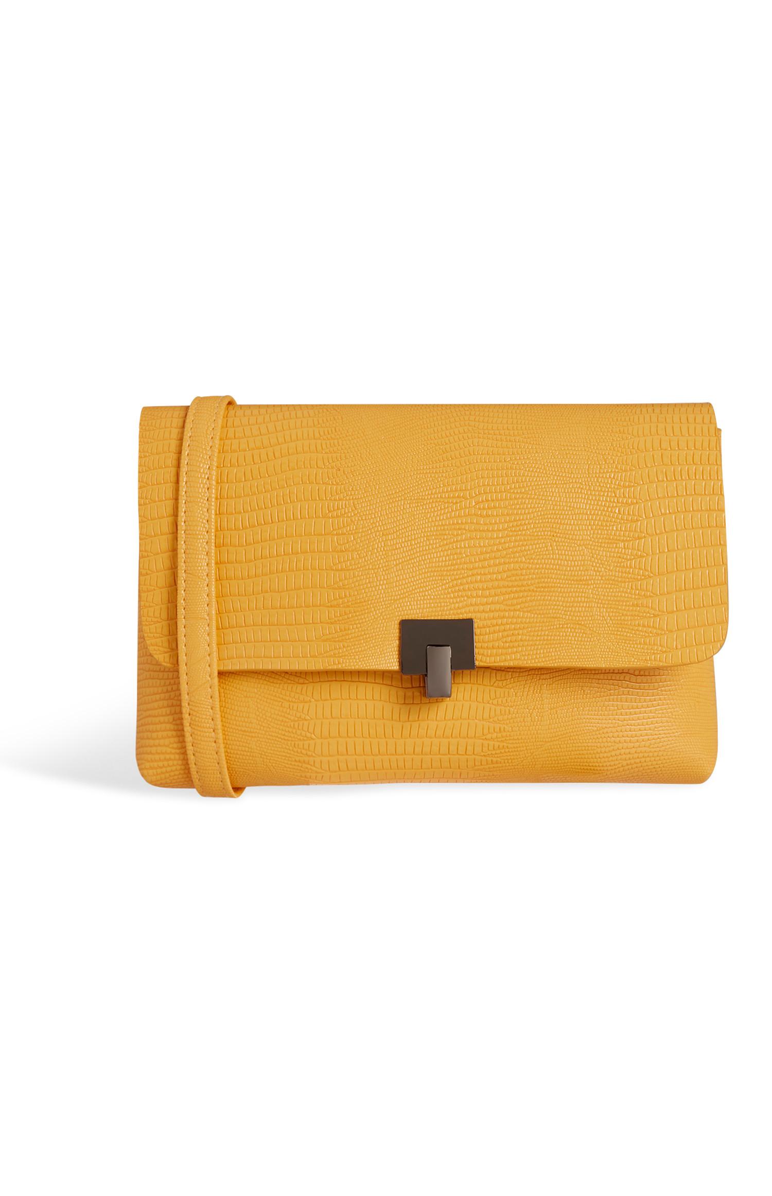 Mala estampado crocodilo mostarda