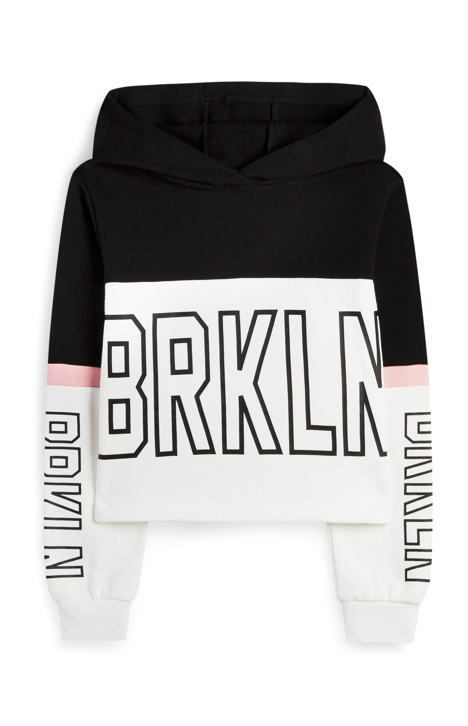 Sudadera blanca y negra con capucha y bloques de color «Brooklyn» para niña mayor
