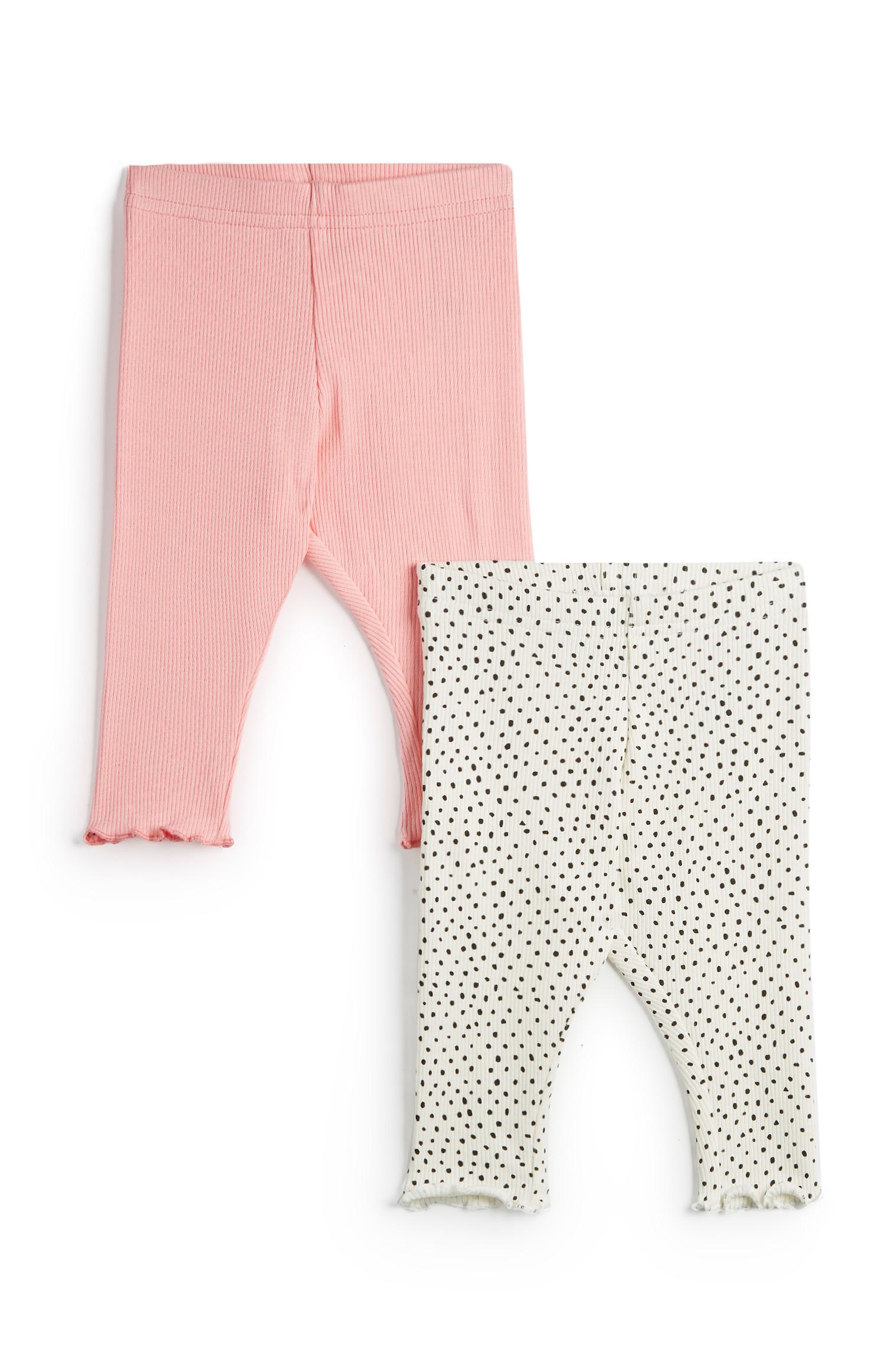 Rožnate in pikčaste bele pajkice za dojenčke, 2 kosa