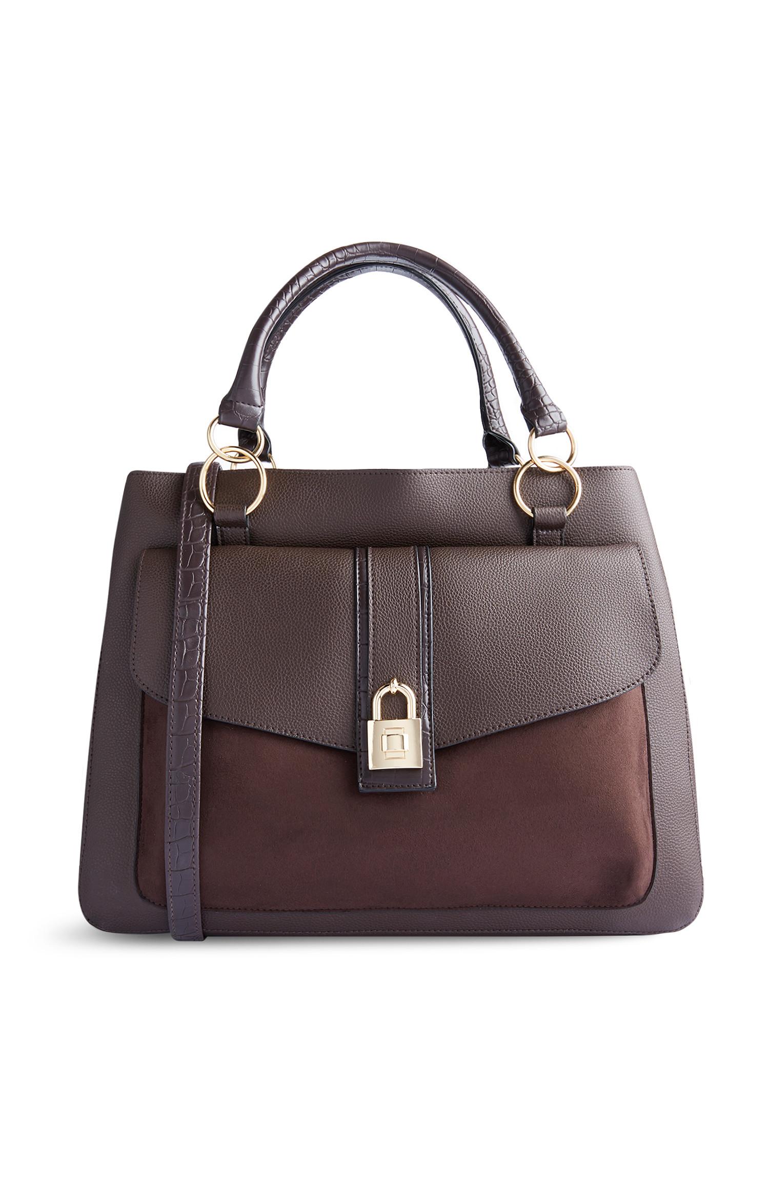 Mala tote cadeado castanho