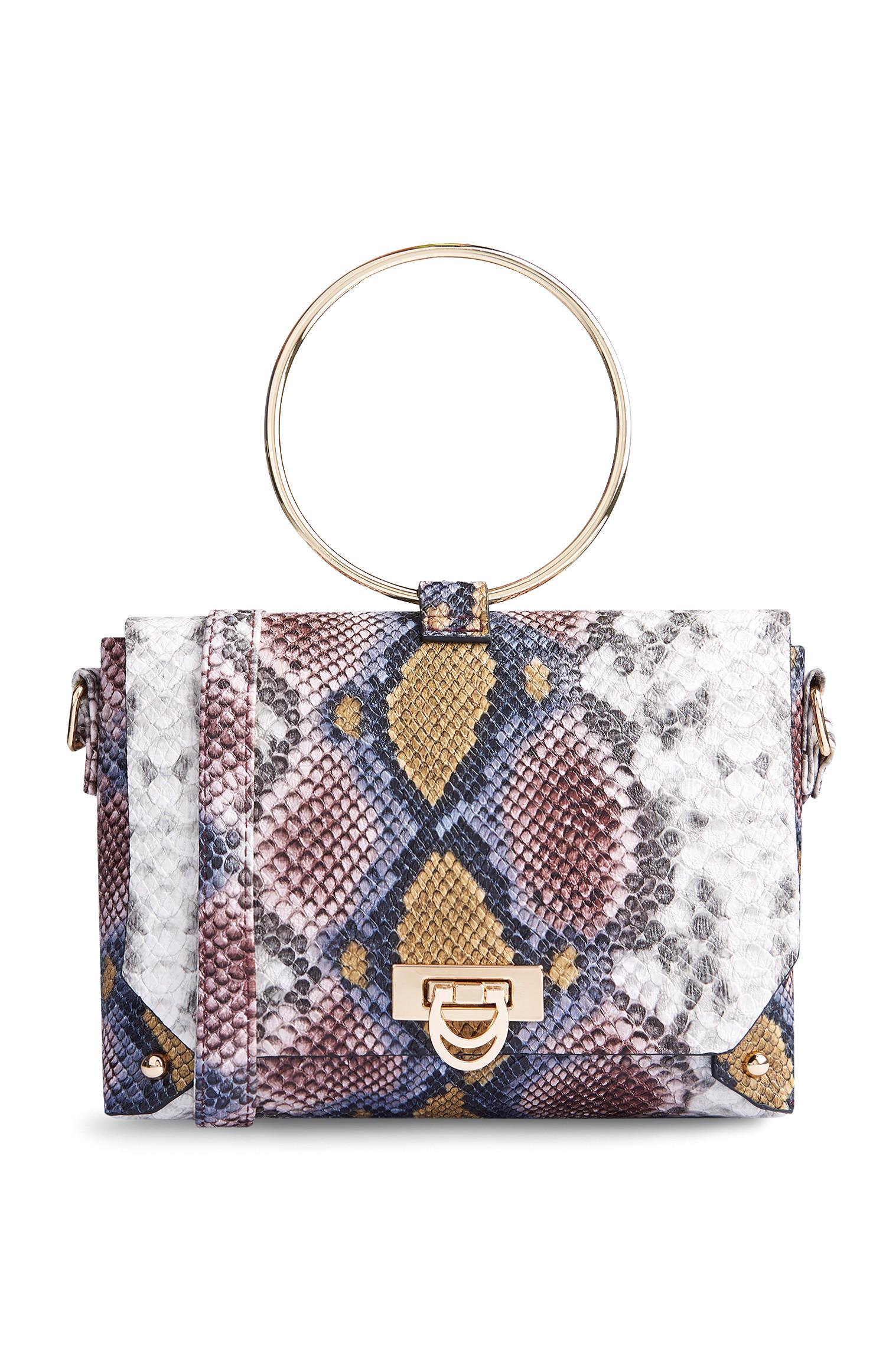 Mala alça forma anel estampado cobra