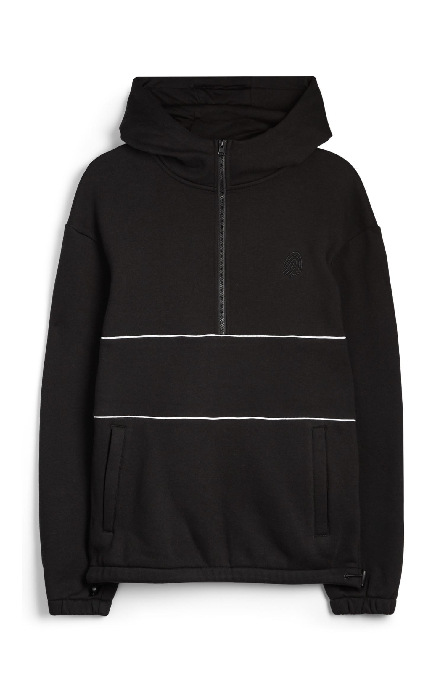 Camisola capuz meio fecho preto