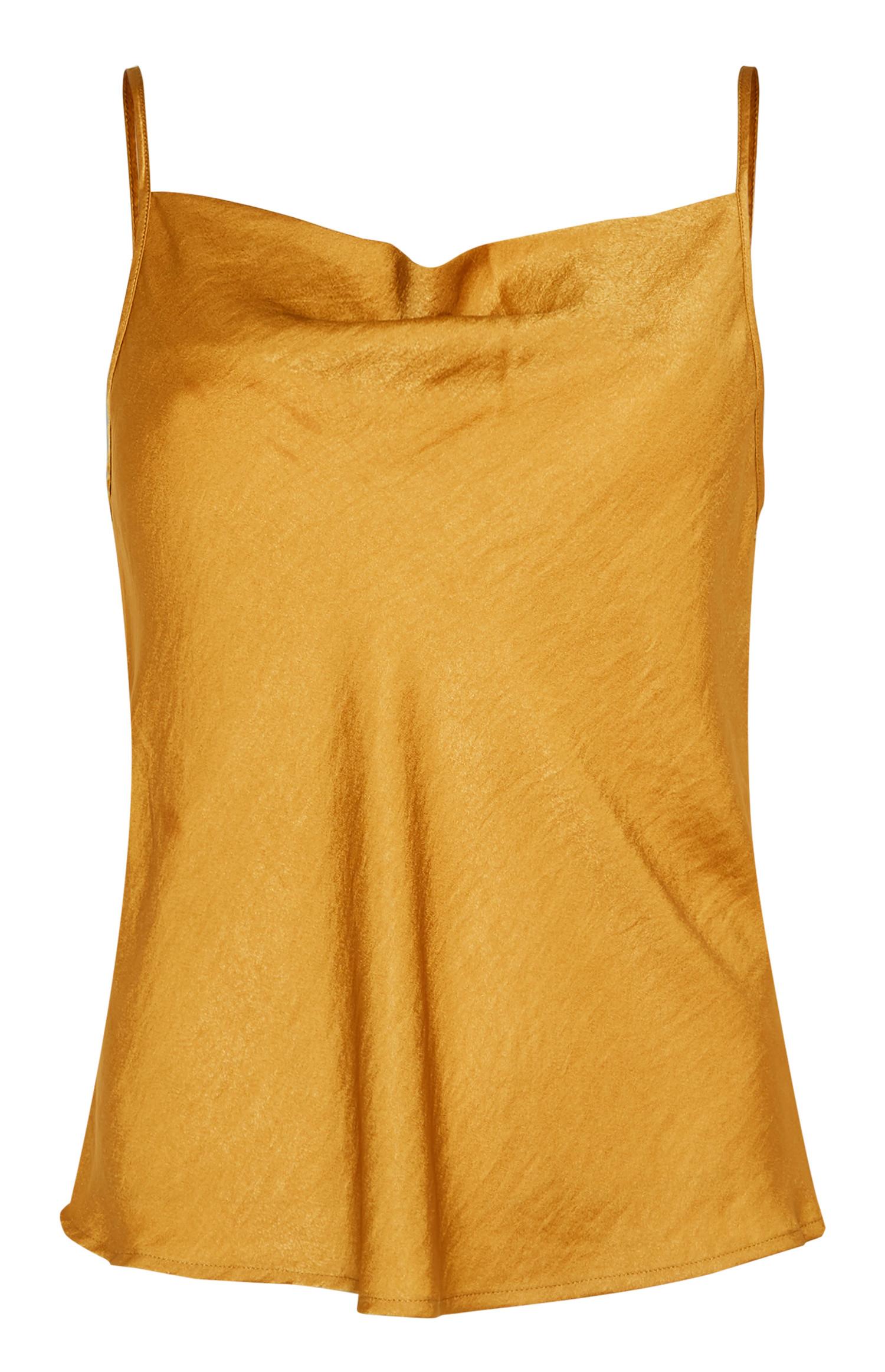 Top alças pijama cetim mostarda