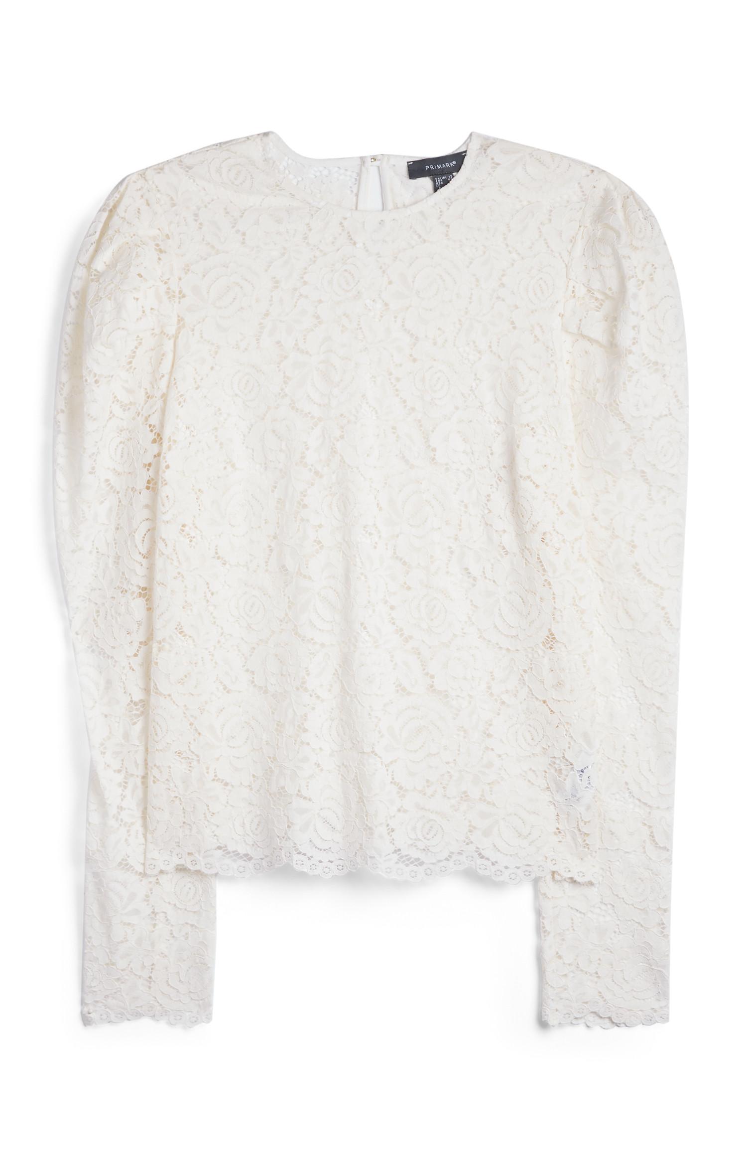 Camisa renda mangas balão