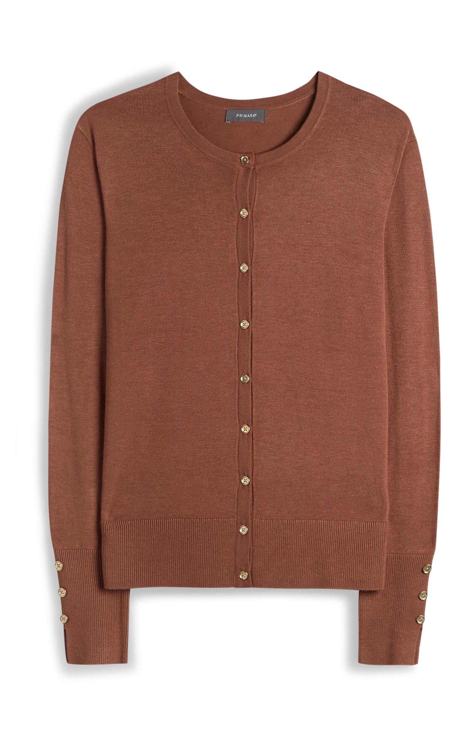 Rjava jopica z okroglim ovratnikom in gumbi